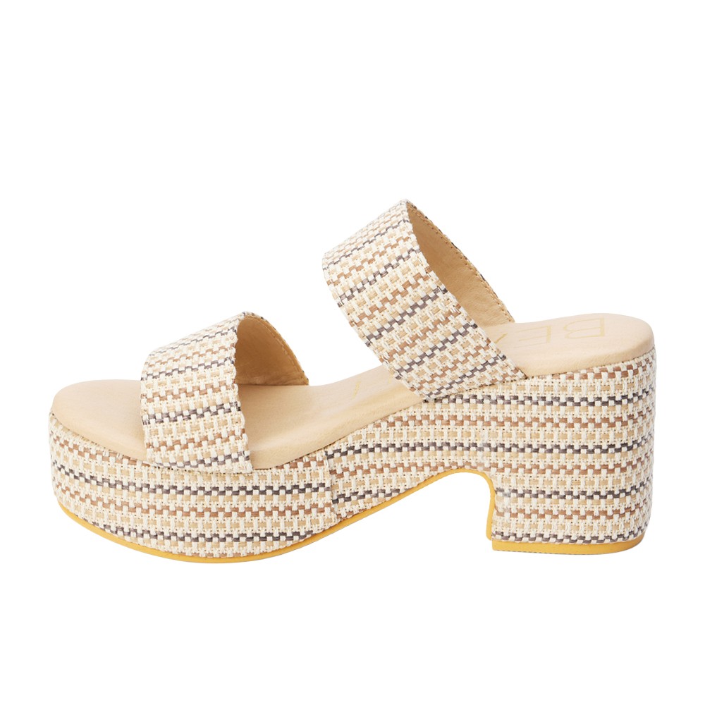 BEACH by Matisse Ocean Ave Platform Block Heels Womens Beige Casual Sandals OCE