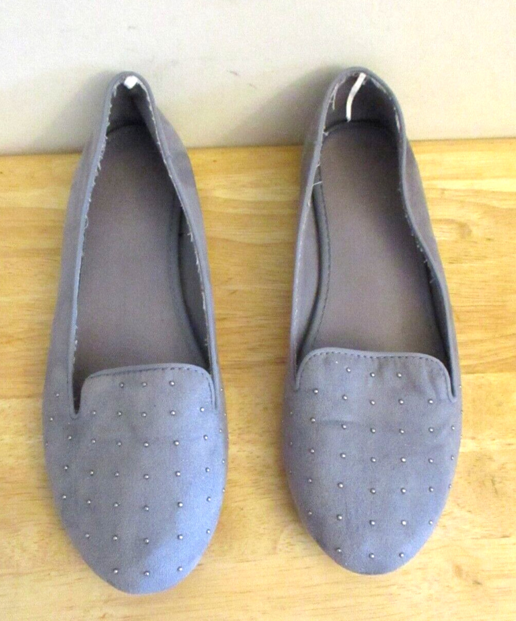 Old Navy Women’s Gray Faux Suede Textile Flats, Studded, Size 9