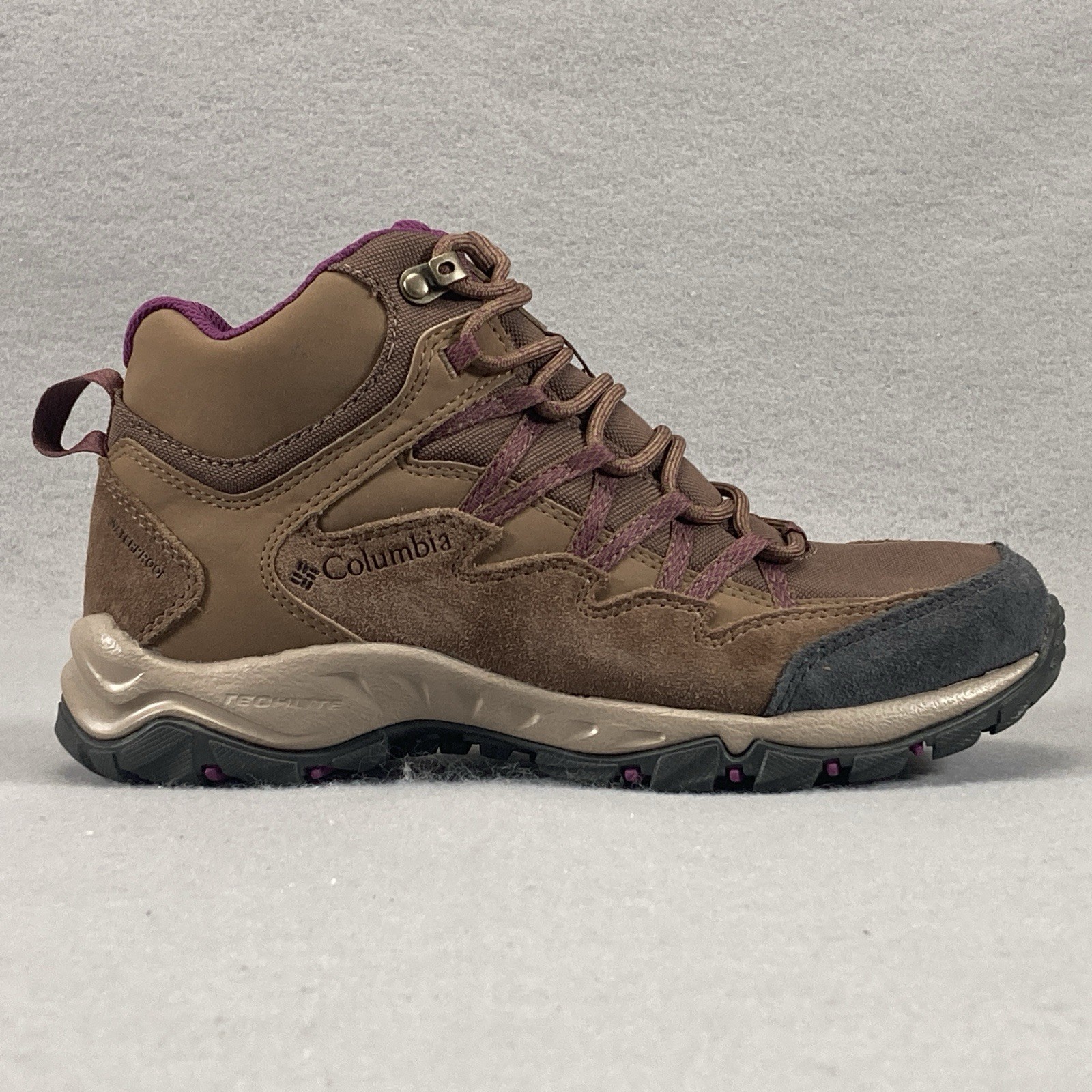 Columbia Redmond Mid Waterproof Hiking Boots Womens 7 Brown Leather Shoes