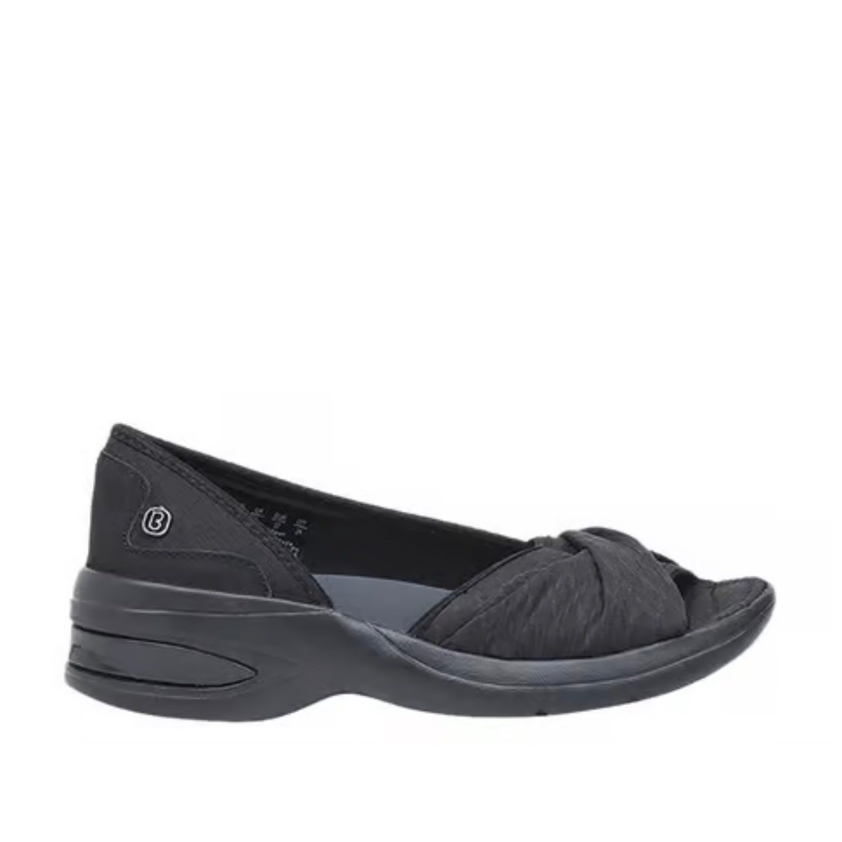 Bzees Remix Womens Black Fabric Knotted Peep Toe Wedge Sandals Size 6M NEW