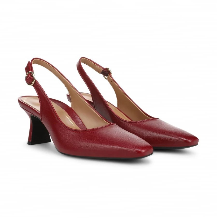VIONIC Women Perris Slingback Heel, Cabernet Red Leather (NEW)