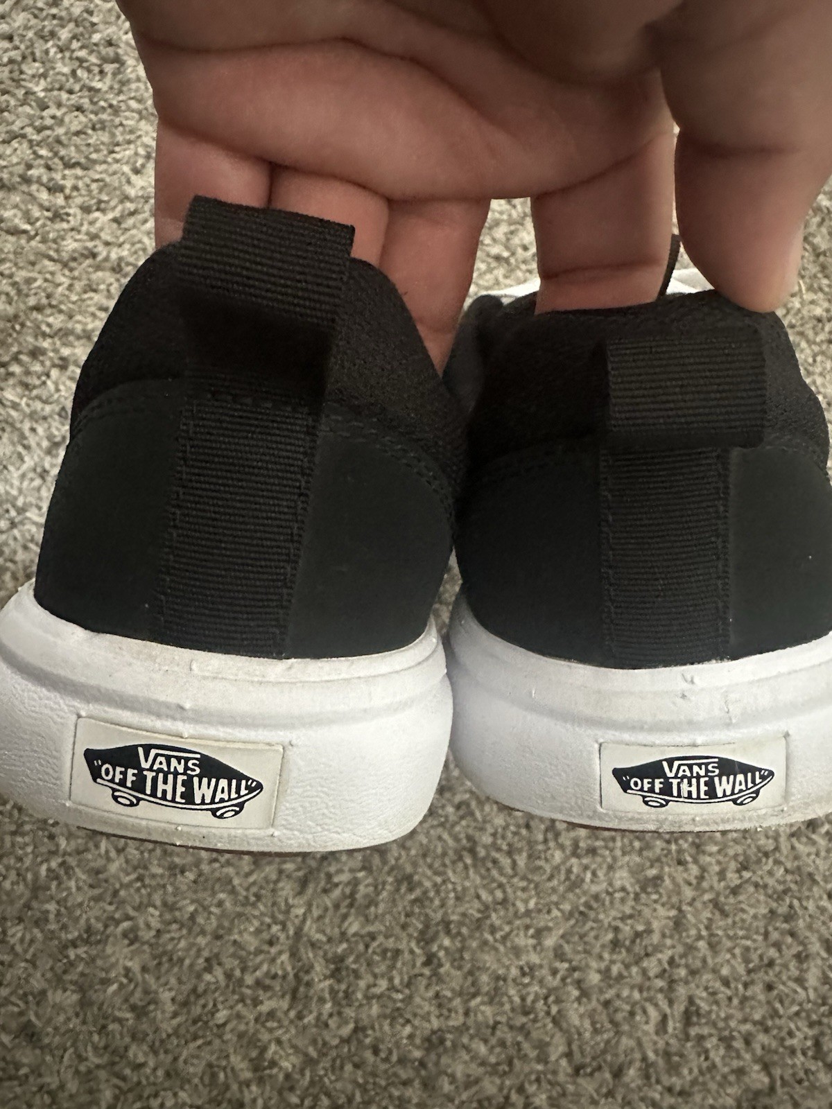 VANS Women’s Low Top Lace Up Sneakers Black/White with Logo Accent