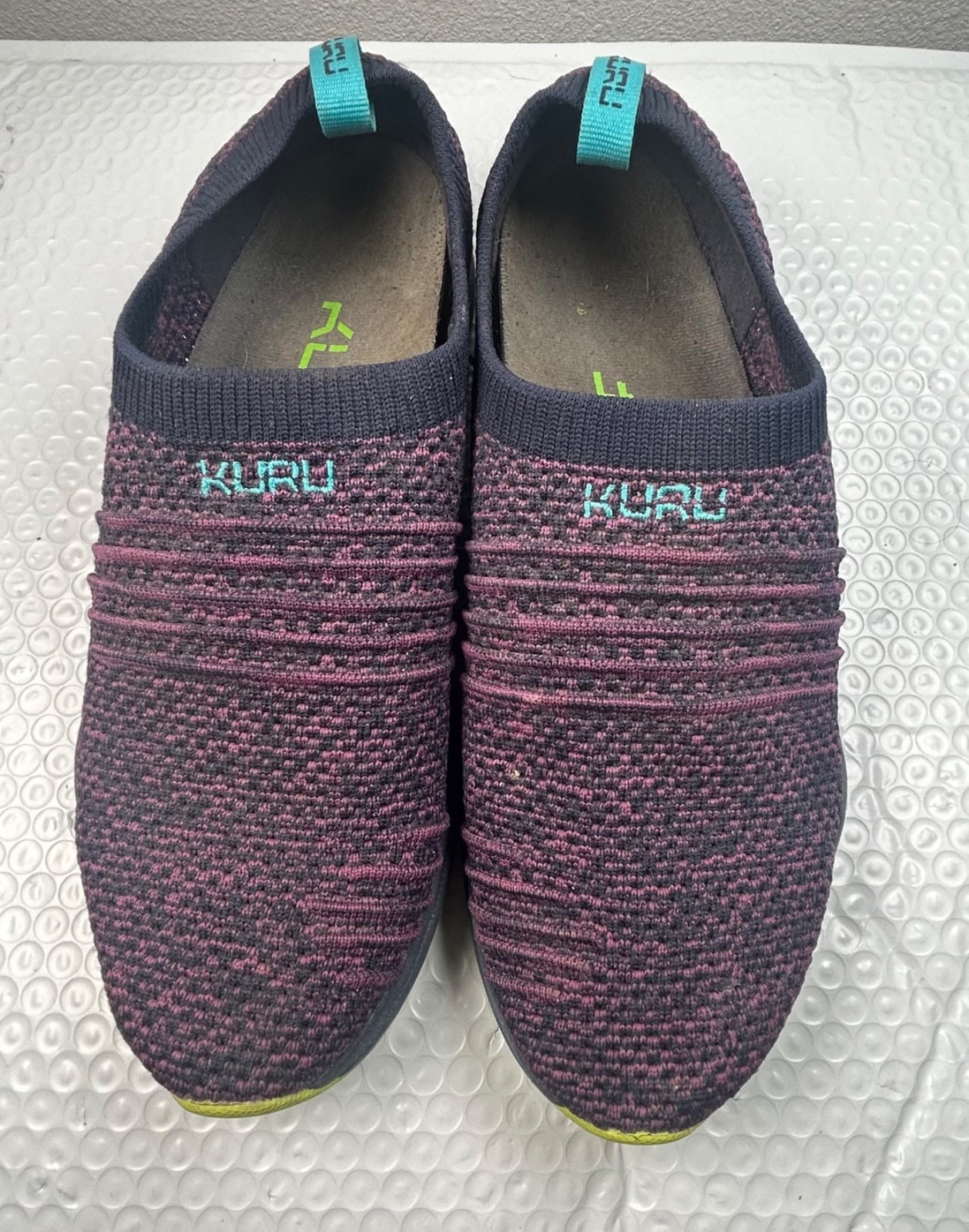 KURU Stride Slip-on Sneakers Women’s Size 8.5 Purple Mesh Knit Teal Shoes