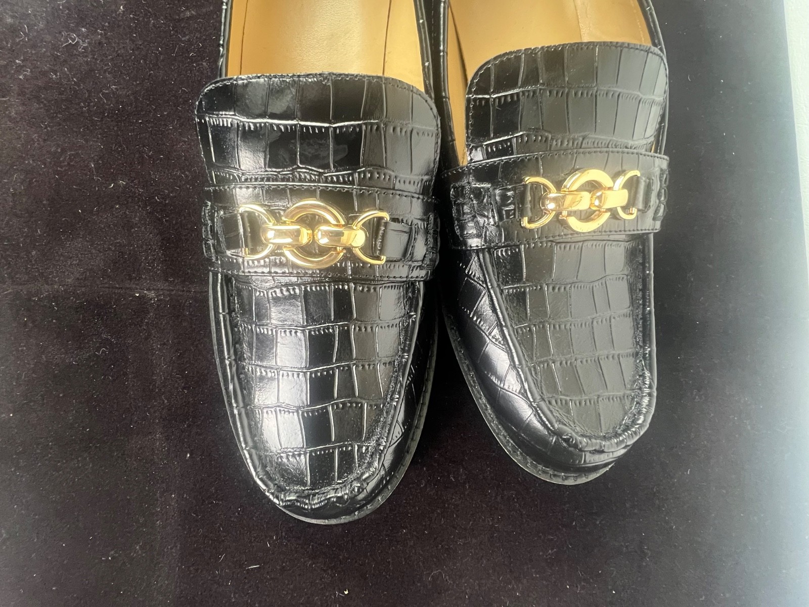 Weekend Horsebit Croco Loafers Ann Taylor Embossed Leather Loafers women size 11