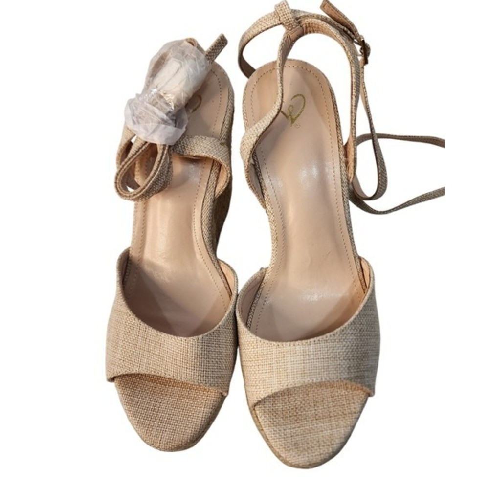 New Windsor Espadrille Wedge Sandals 10 Tan Balletcore Lace Up Street Style