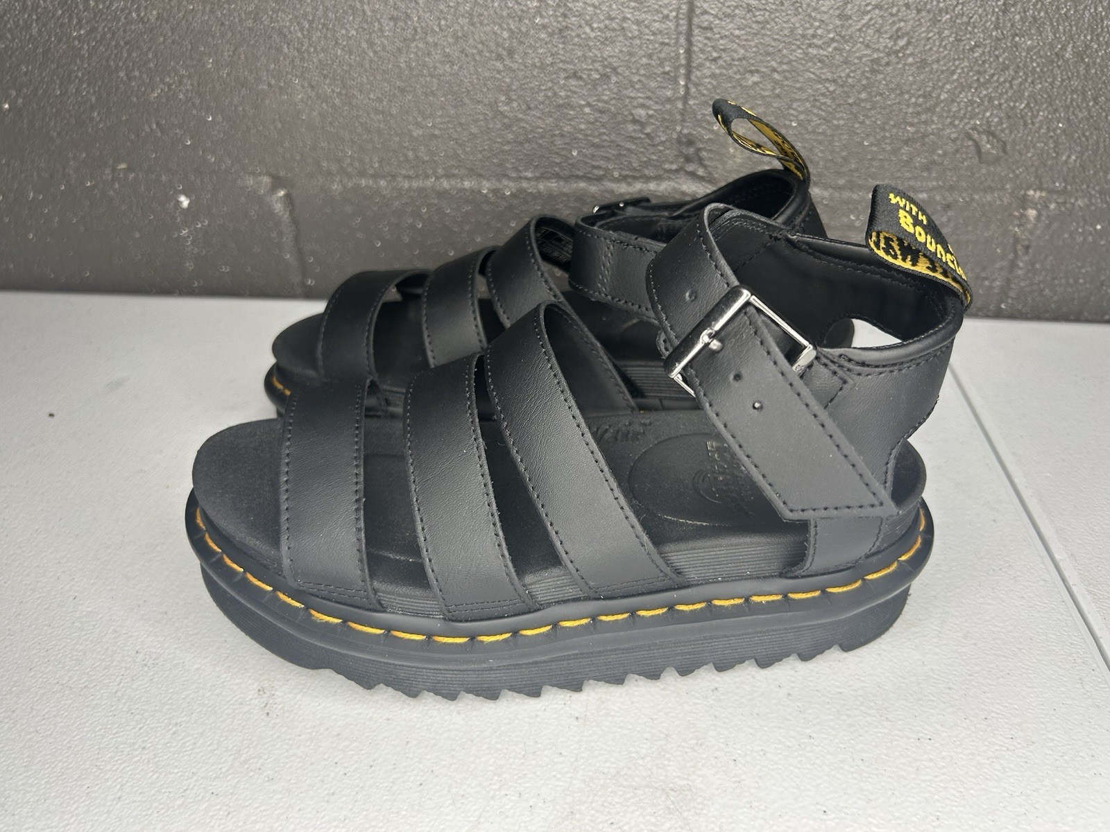 Dr. Martens Blaire Quad Black Platform Strappy Sandals Buckle Women US 6 UK 4