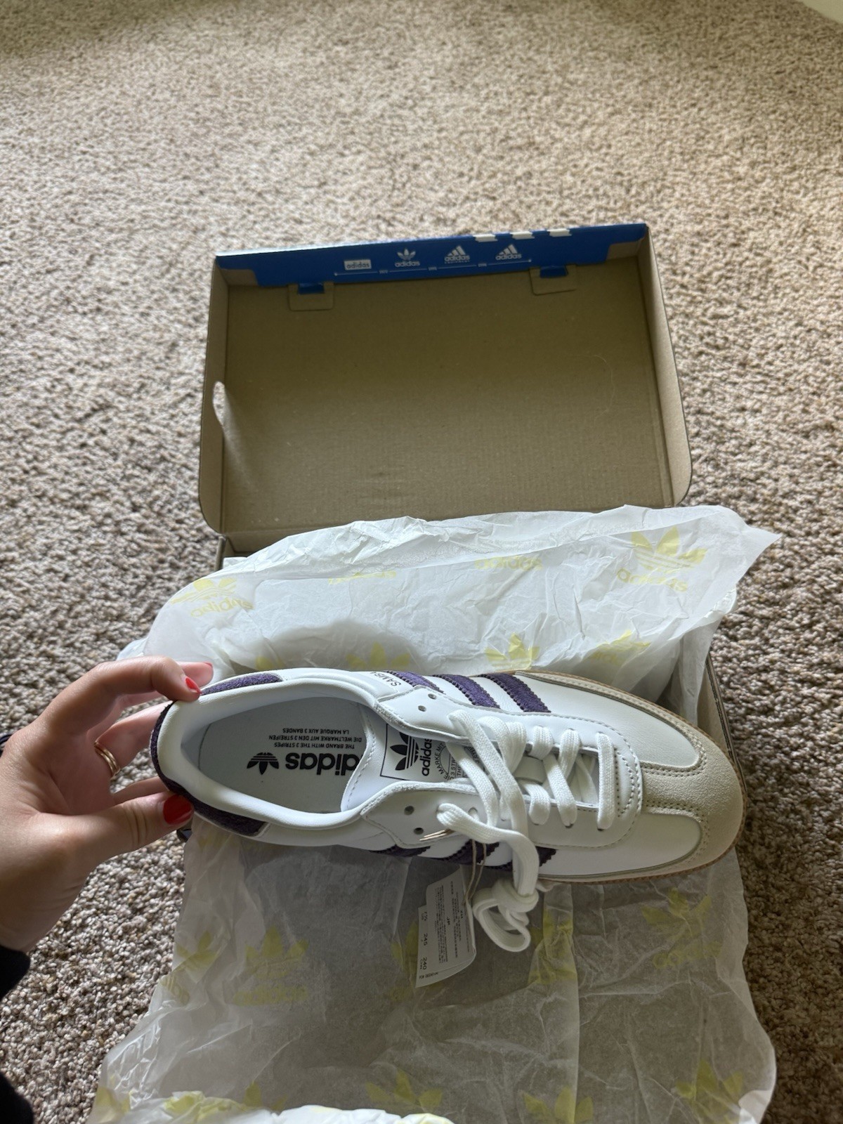 Adidas Samba OG Women White Aurora Plum Gum Leather Low Top Sneakers