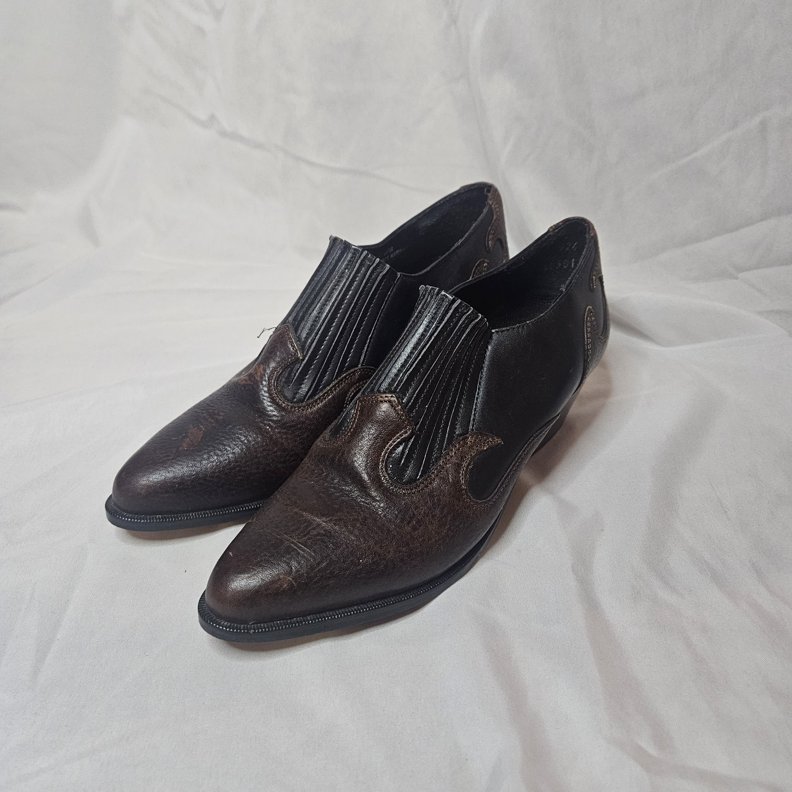 Dingo Bootie Womens 7 Black Leather Cowboy Western Shootie 90s Y2K Shoe