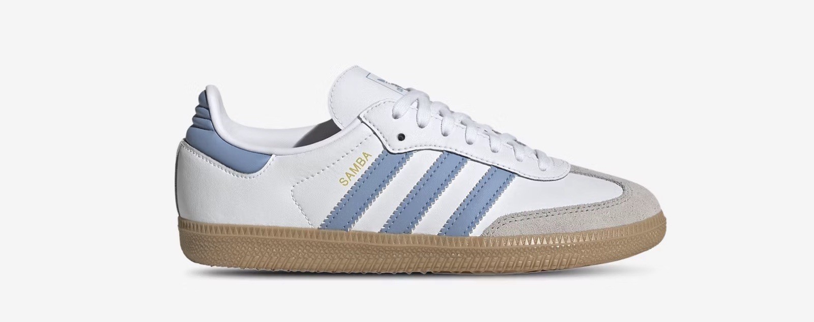 Size 10(women’s)- adidas Samba OG White Ash Blue Gum W
