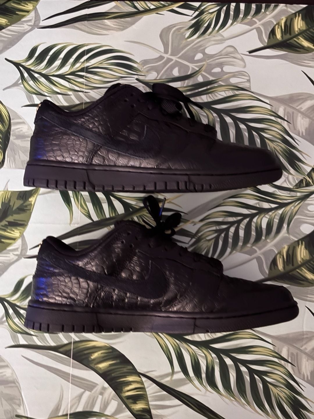 Nike Dunk Low SS Black Metallic Gold Crocodile Embossed