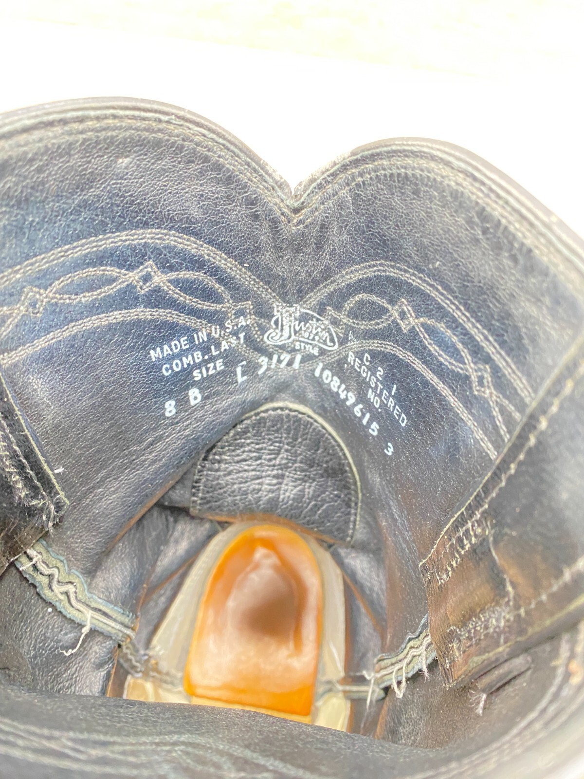 Justin L3171 Womens Right 7 B Left 8 B Black Ostrich Quill Leather Cowboy Boots