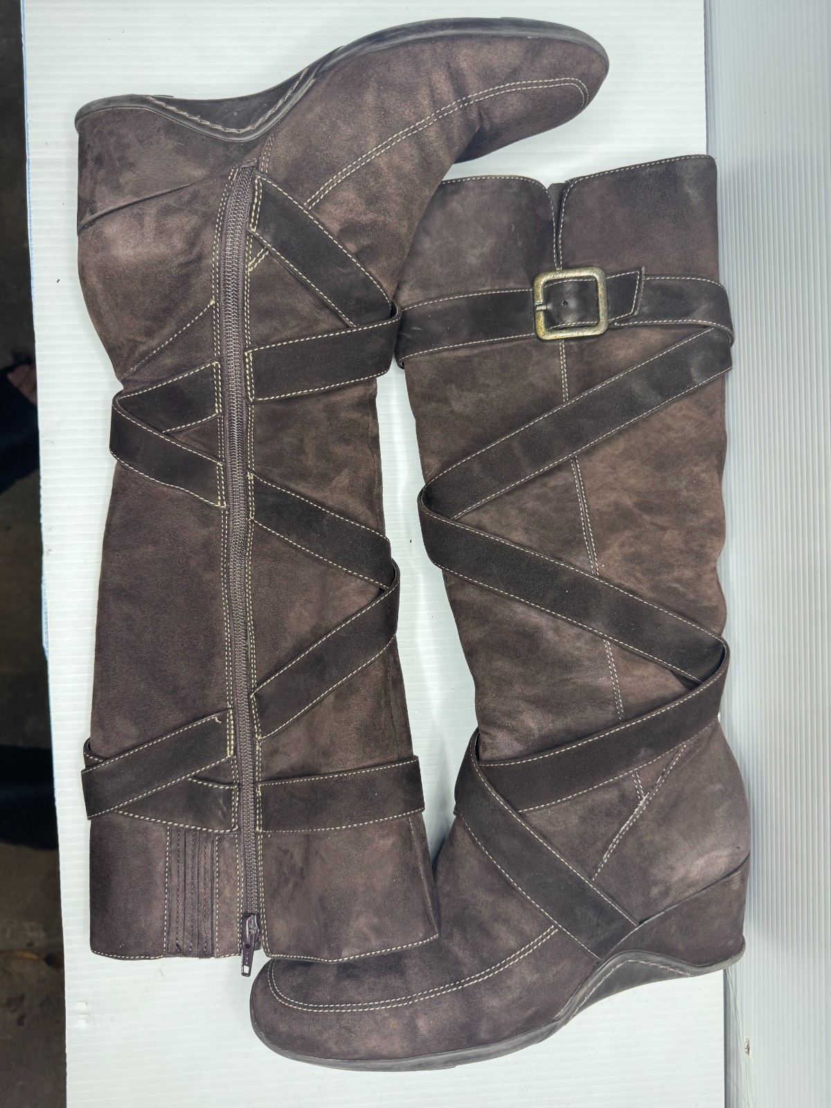 Antonio Melani Womans Soft Suede Leather Brown 15″ Height Long Boots 8.5 M