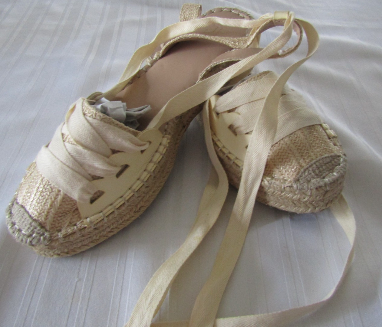 Womens JustFab Shirley Espadrilles Ankle strap Sandals/Natural 10 Ecofriendly