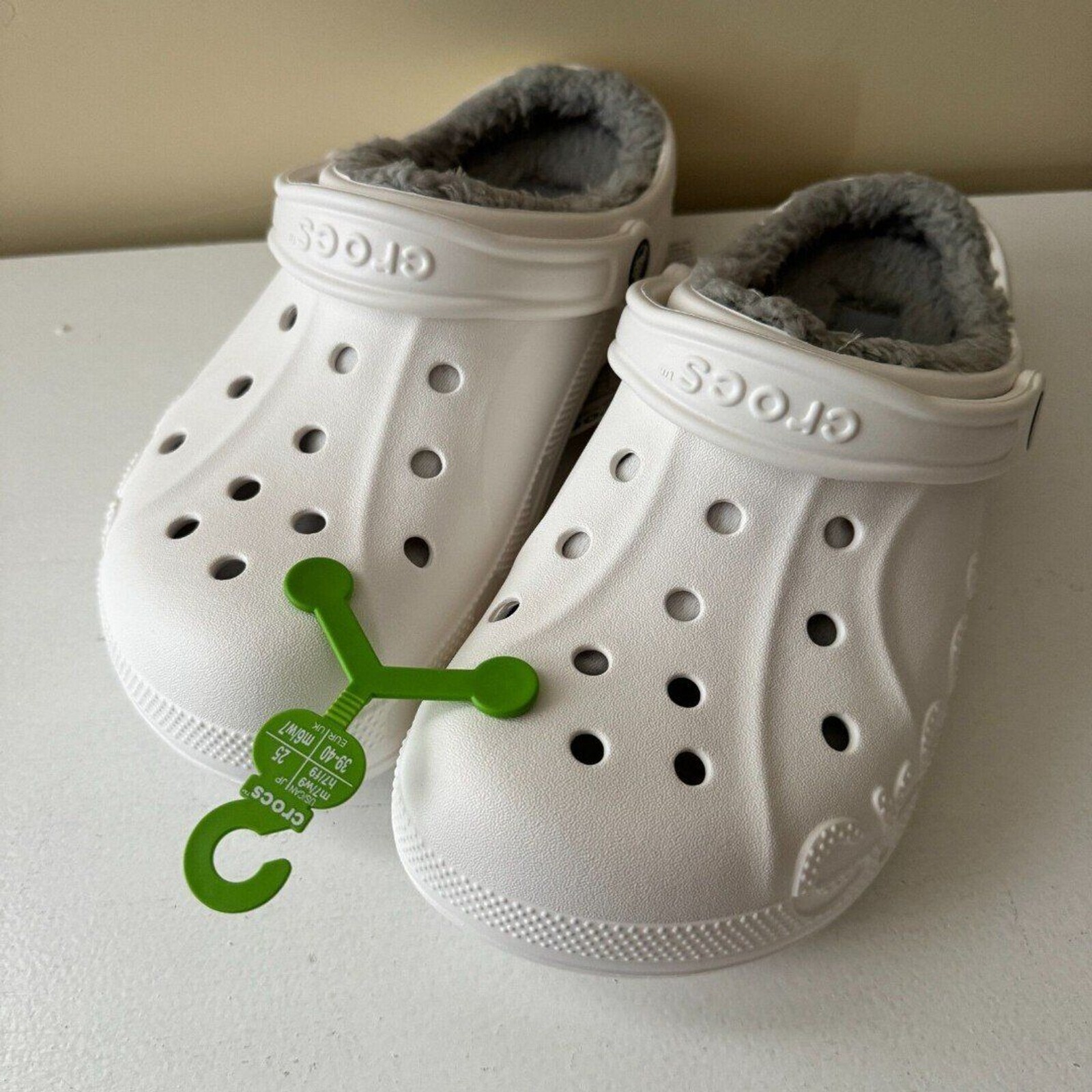 Crocs Baya Lined Clogs 205969 Unisex White/Light Grey size 8 women