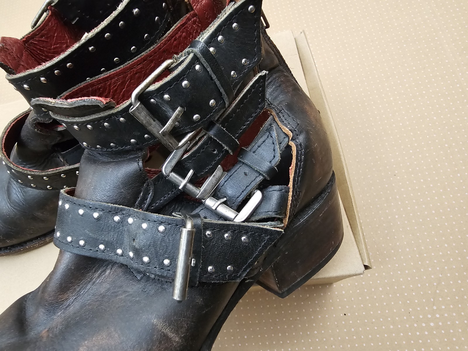Freebird By Steven Belgium Studs Buckle Leather Ankle Black Booties Women, 8