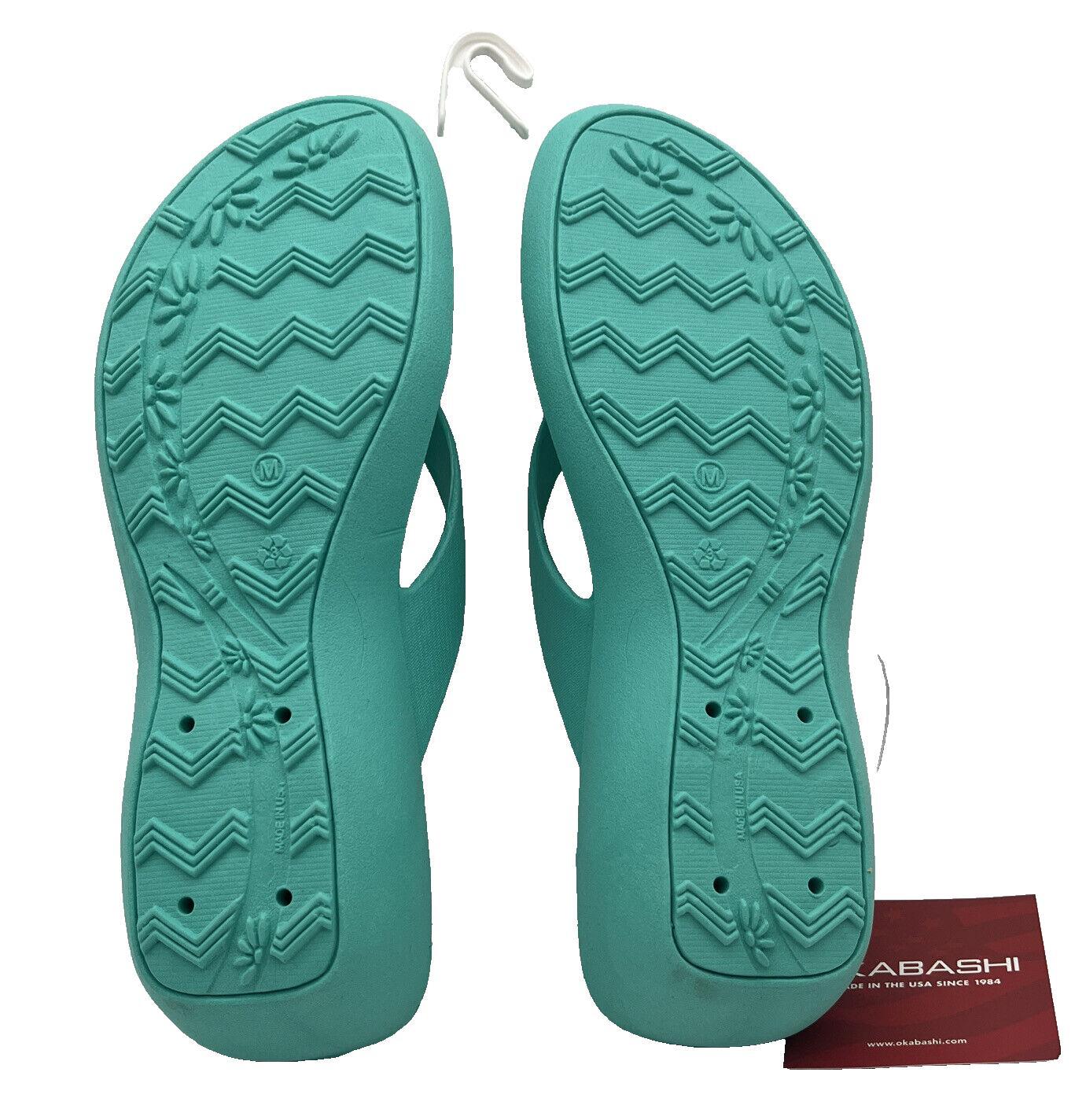 Okabashi Women’s Size M 6.5-7.5 Flip Flops Sea Glass Green Sandals USA