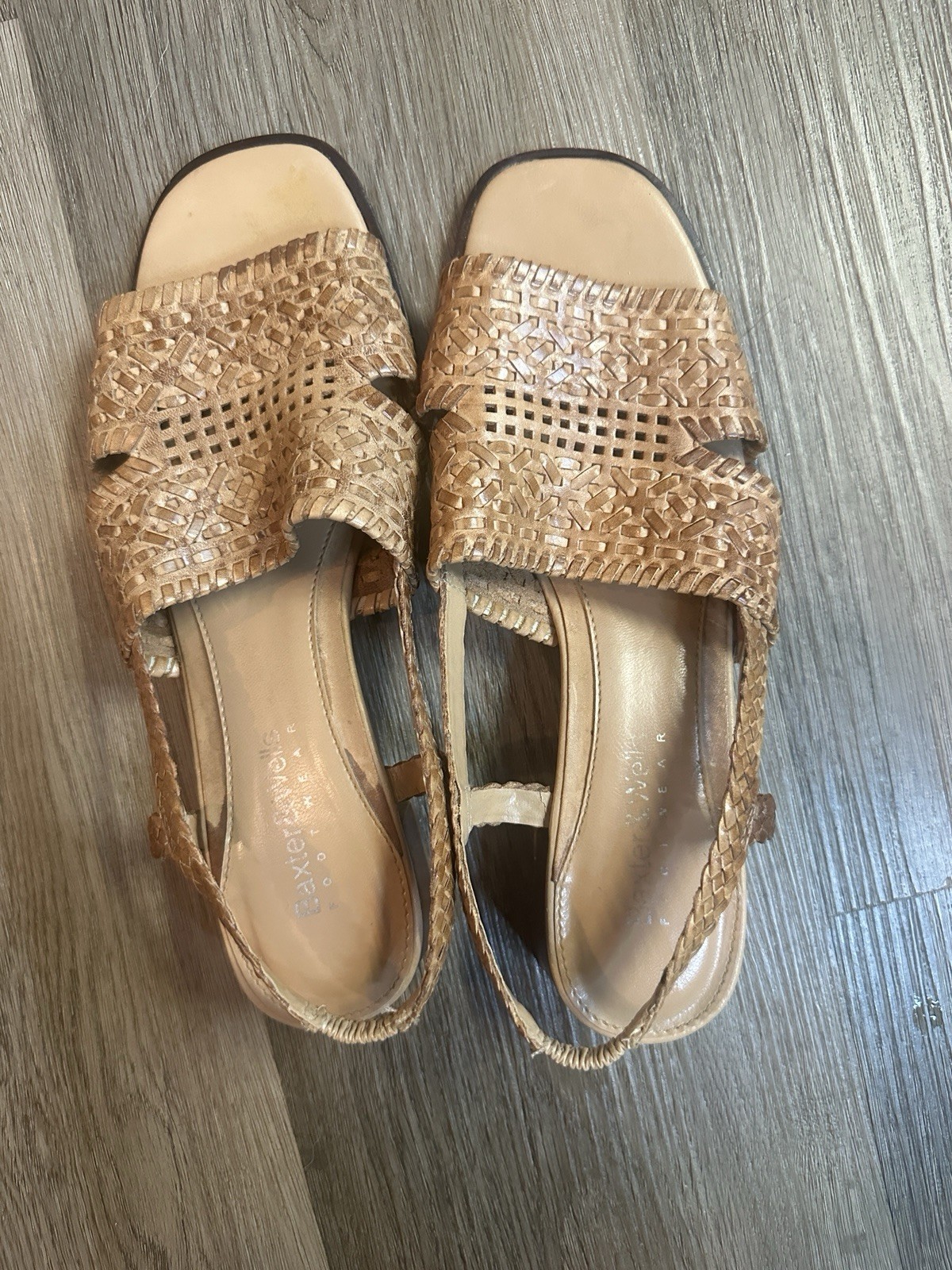 Baxter & Wells Woven Leather Slingback Sandals Tan Women’s Size 8M