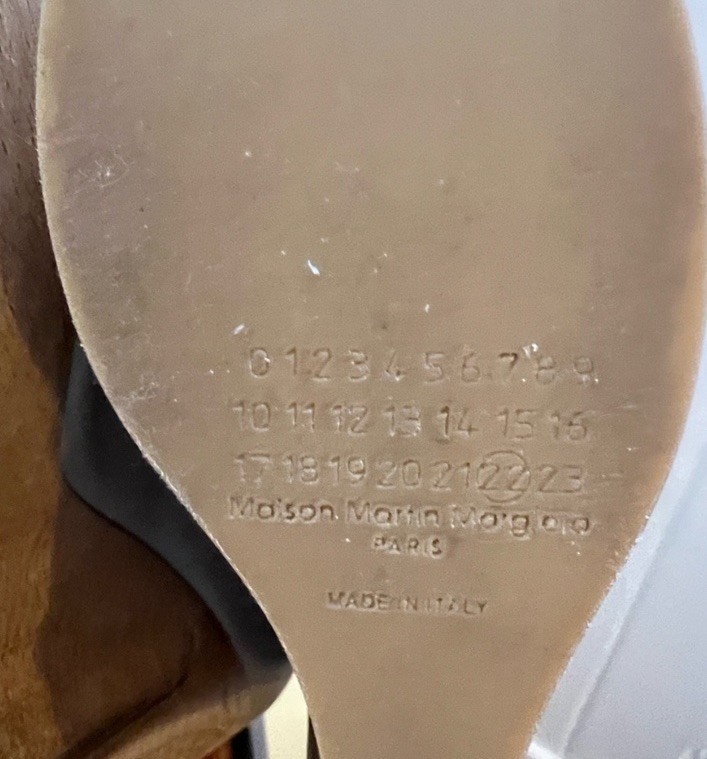 Maison Martin Margiela Taupe Peep-Toe Wood Wedge Heels Size 38 US 8