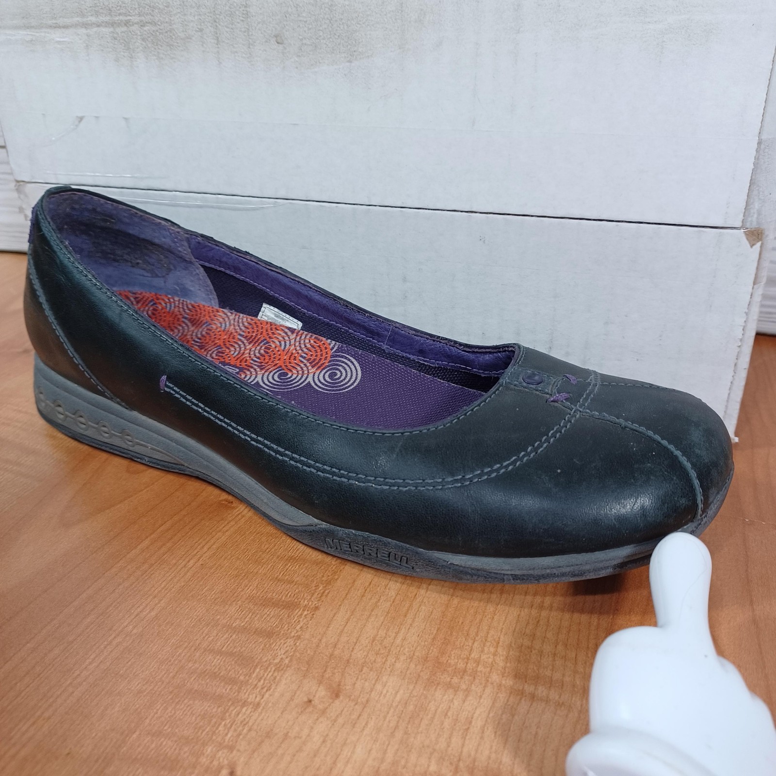 Merrell Charm Ballet Flats Womens 9 Black Leather Cushioned Lined Casual Walking