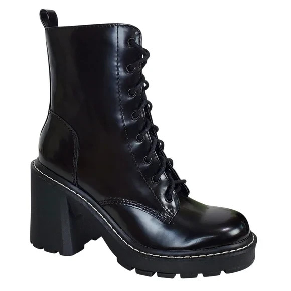 Madden girl Lion block heel platform boots black lace up zip chunky y2k gothic