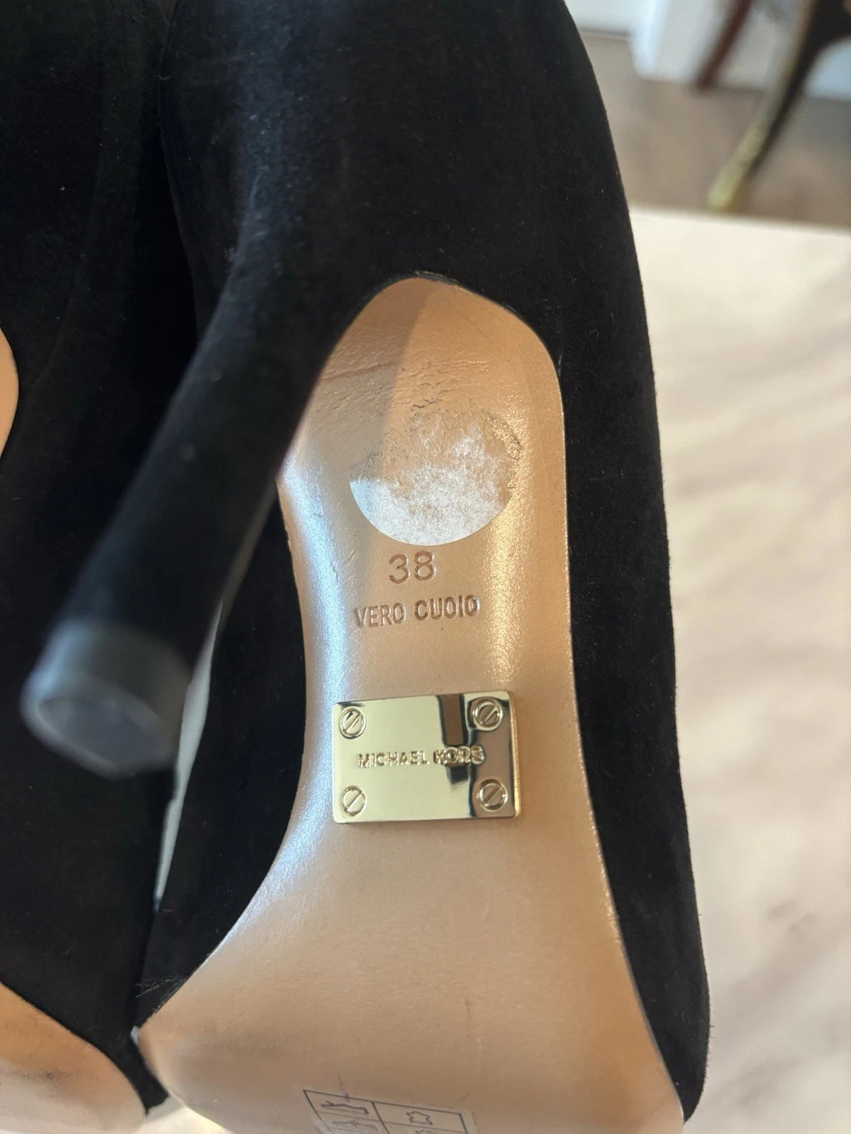 New! Michael Kors Black Suede Strappy Studded Stiletto Heels Gold-SZ 8 $249