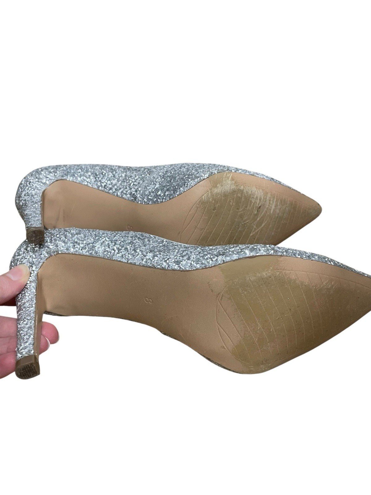 Limelight Silver Glitter Pointed Toe Heels Pumps Size 8