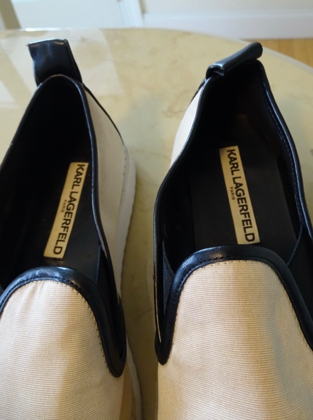 Karl Lagerfeld Paris Caralee Slip on Cap Toe Leather Shoes Womens Size 9M 40B