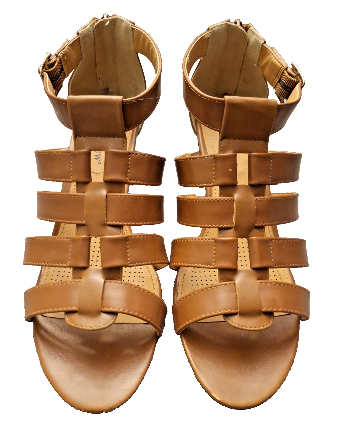 Comfortview Talia Cognac Gladiator Heeled Sandals 7.5 M Back Zip Style 16‑0895‑9