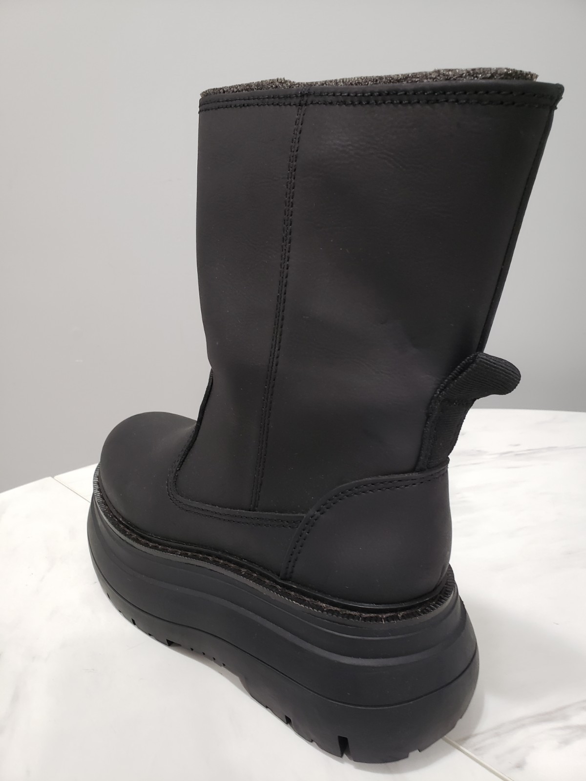 NEW SZ 9 Darker Wavs SOLID BLACK SLIP ON platform boots gothic chunky grunge
