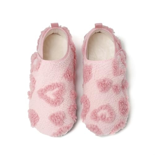 Women Men House Slippers Rubber Sole Indoor Slippers 9-10 Women/8-9 Men Pink