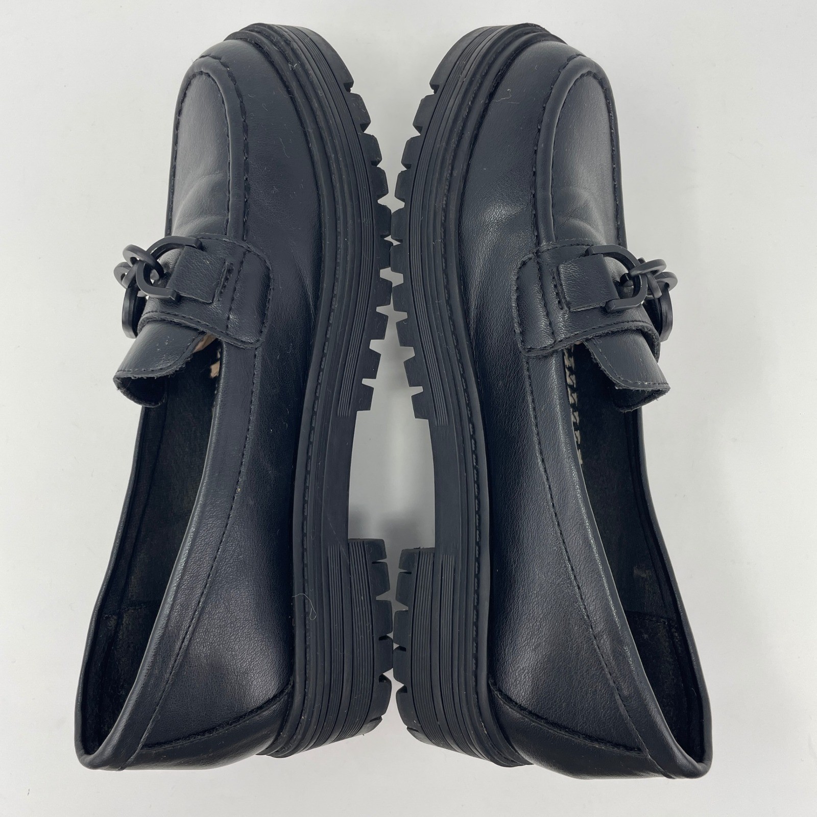 Seychelles Betty 2 Black Lug Loafer Matte Chain Houndstooth Dark Academia 7W