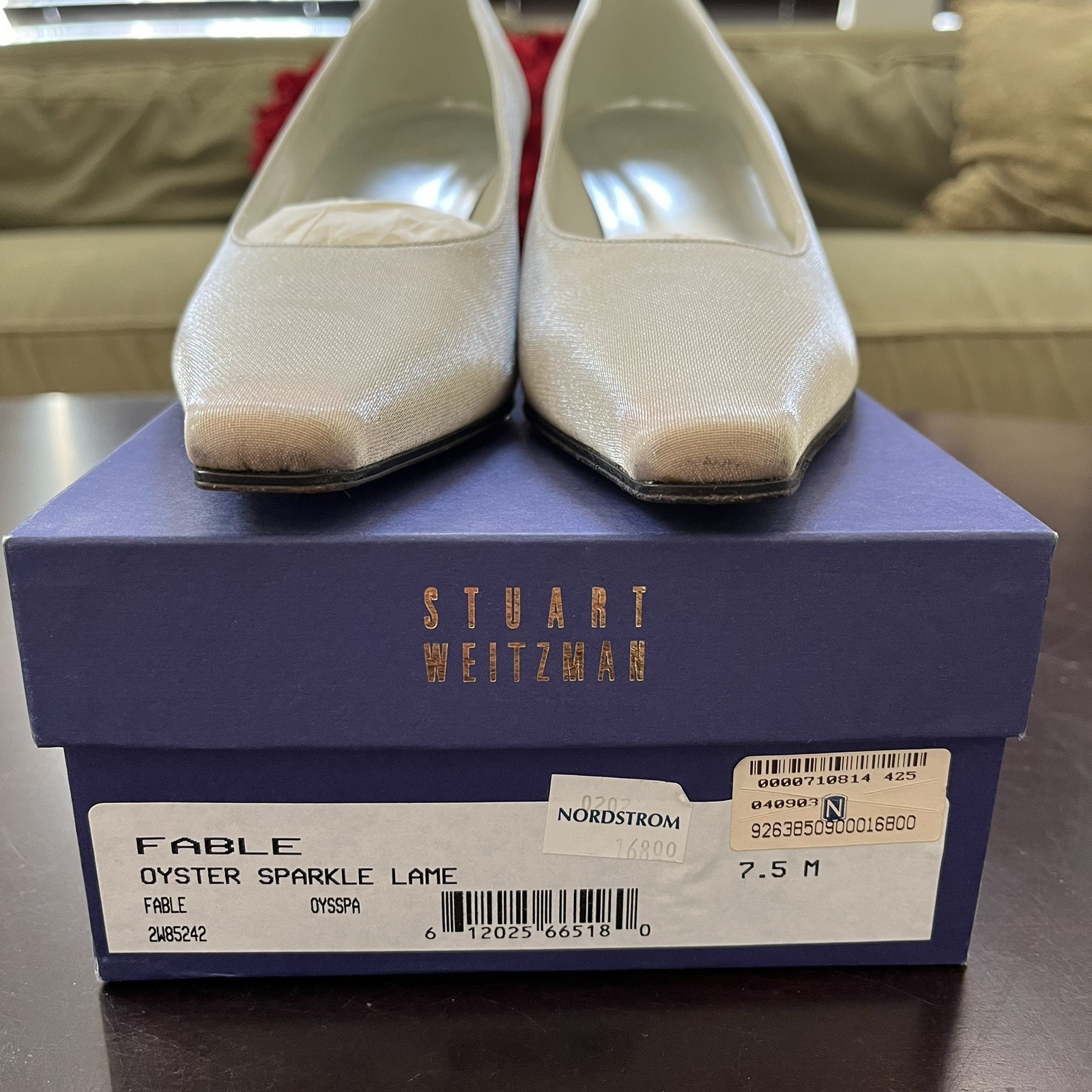 Stuart Weitzman Women’s Fable Oyster Sparkle Pumps Heels Shoes Sz 7.5