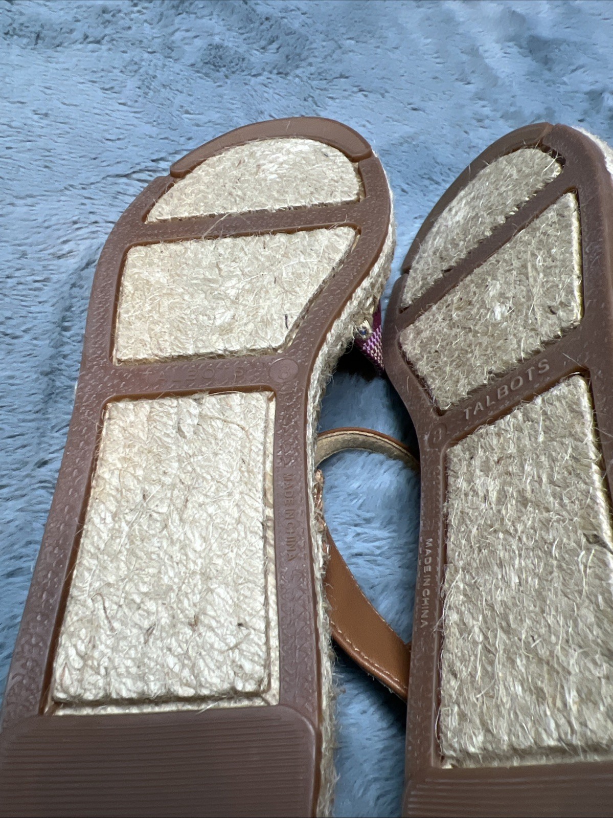 TALBOTS Espadrilles IZZY D’ORSAY Closed Toe Ankle Strap Woven Madras Flats S 8