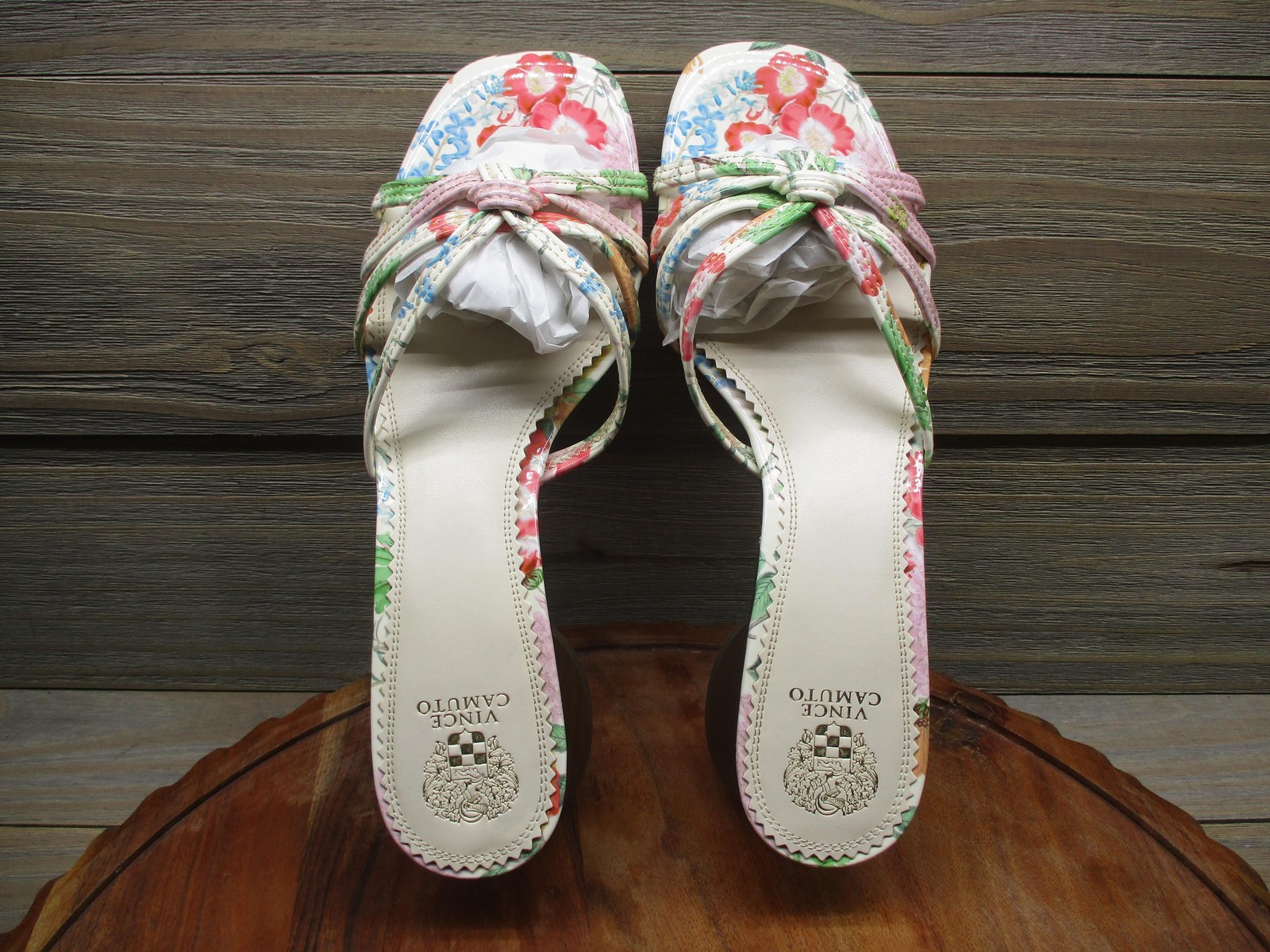 Vince Camuto Sandals Womens Size 11 Multicolor Floral Slide Cone Heel Shoes