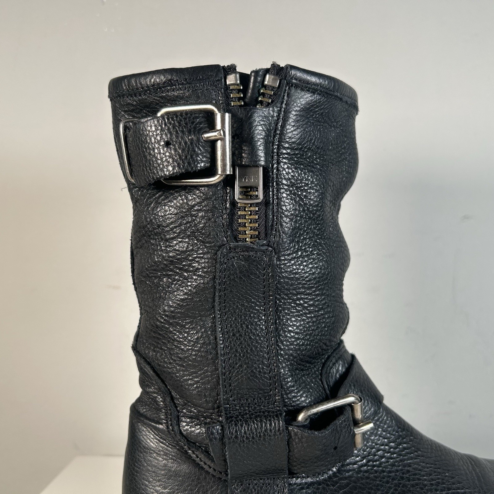 Y2K Steve Madden Black Leather Buckle Moto Combat Ankle Boots Women’s 6.5