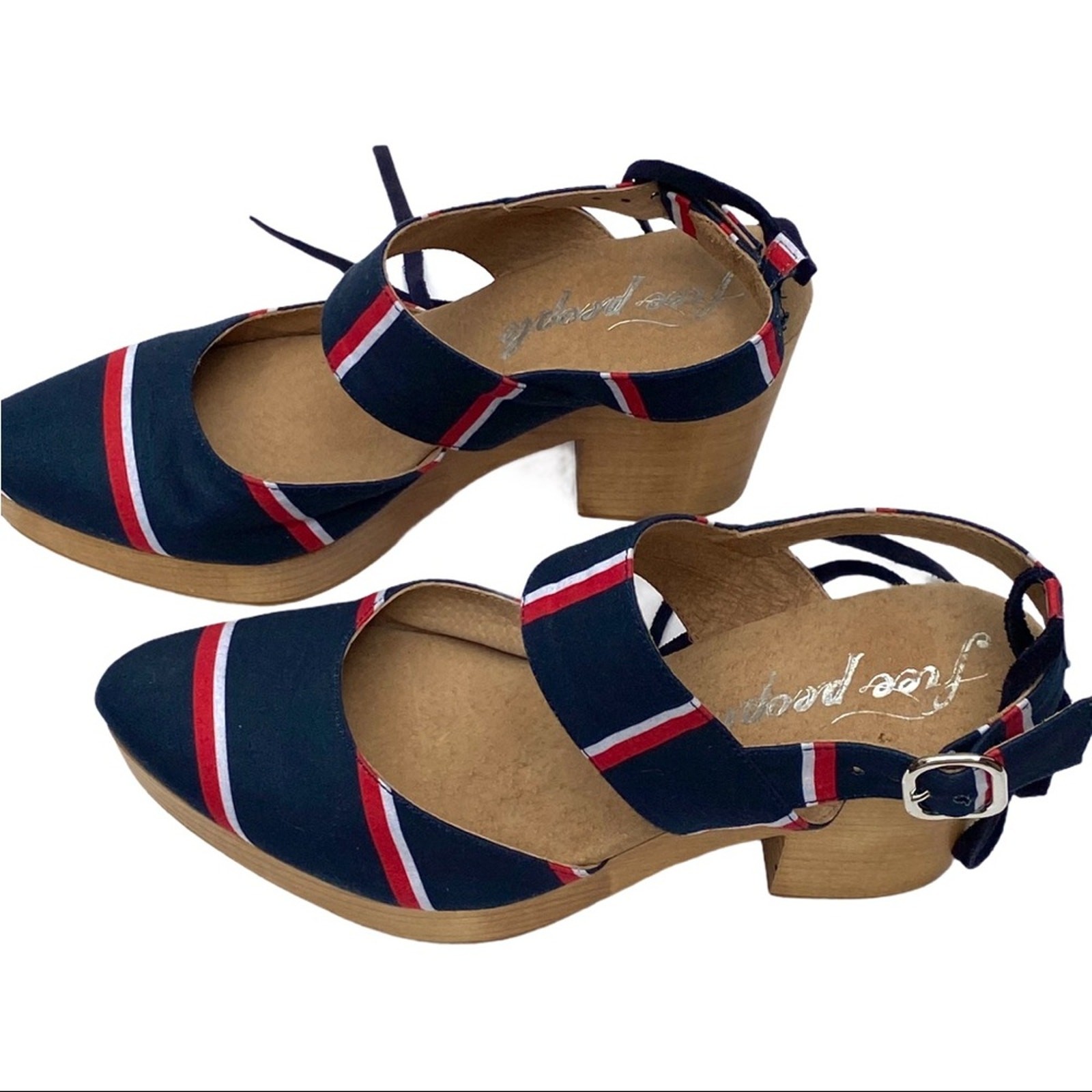 Free People Sandals 9 Clogs Lace Up Chunky Heels 70s Boho Festival Retro Classic