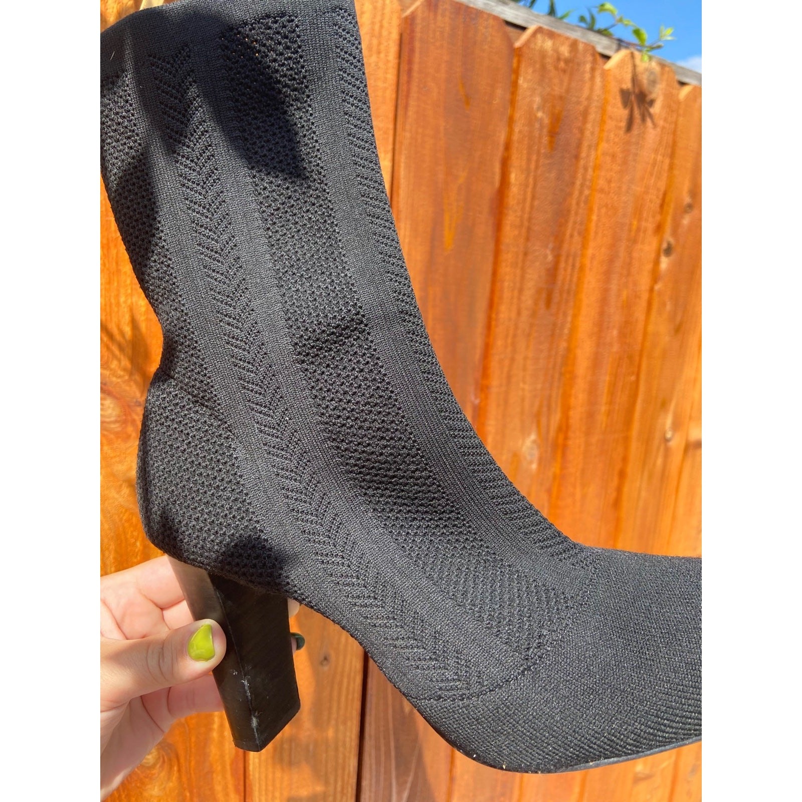 Charles David Black Knit Sock Boot Heels