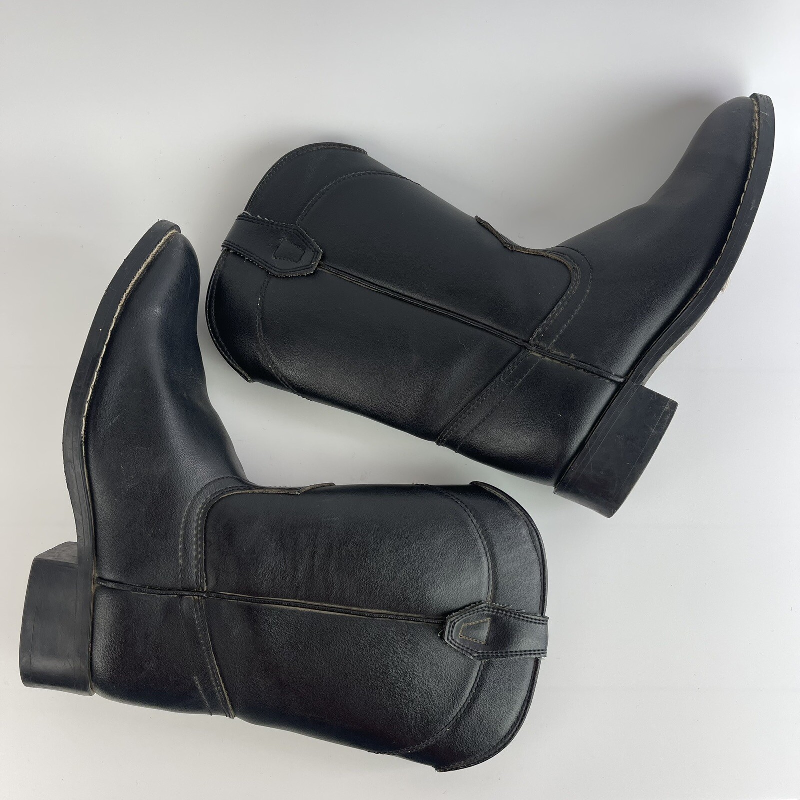 Laredo Boots Youth 3.5 M Western Mid Calf Black Leather Pull On 28-2100