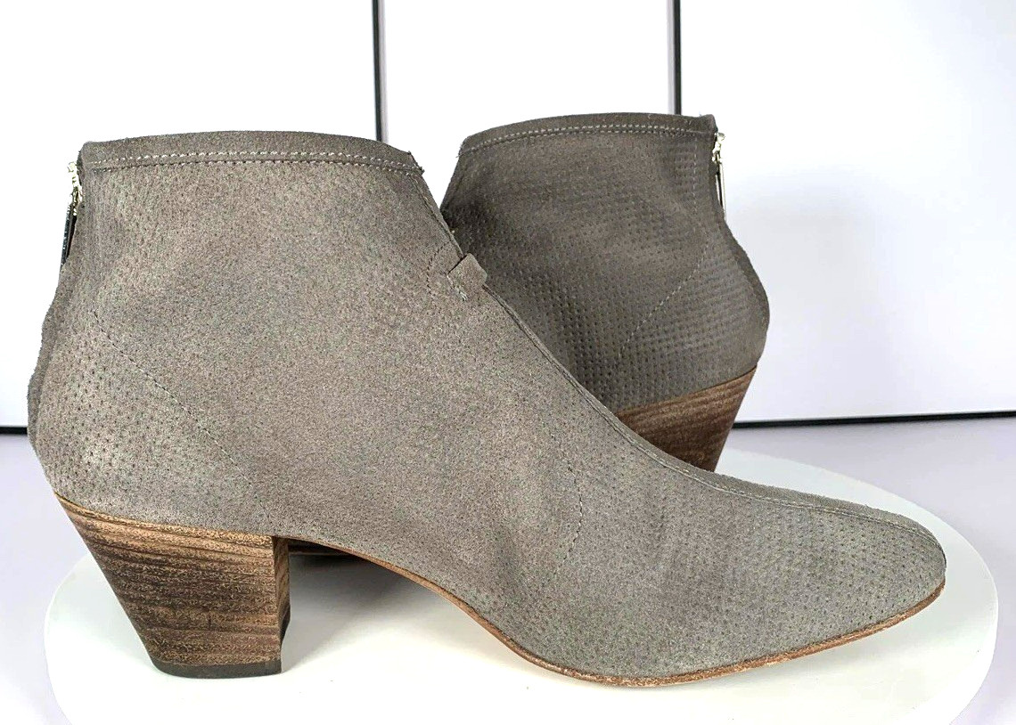 Russell Bromley Aquatalia Womens XCEL Ankle Booties Grey Perfed Suede Boots, 9.5