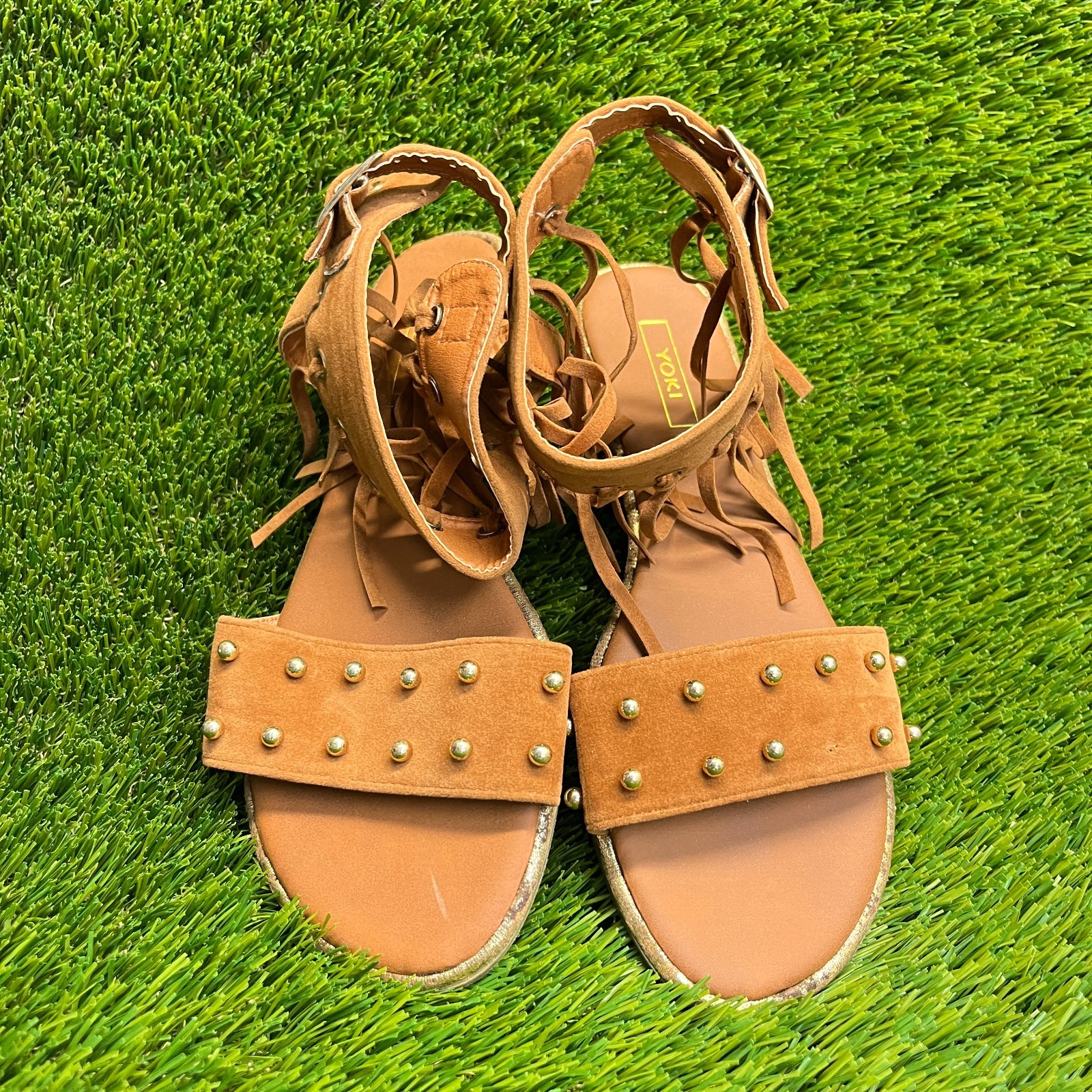 Yoki Acacia-47 Womens Size 7.5 Brown Beach Classic Outdoor Suede Flat Sandals