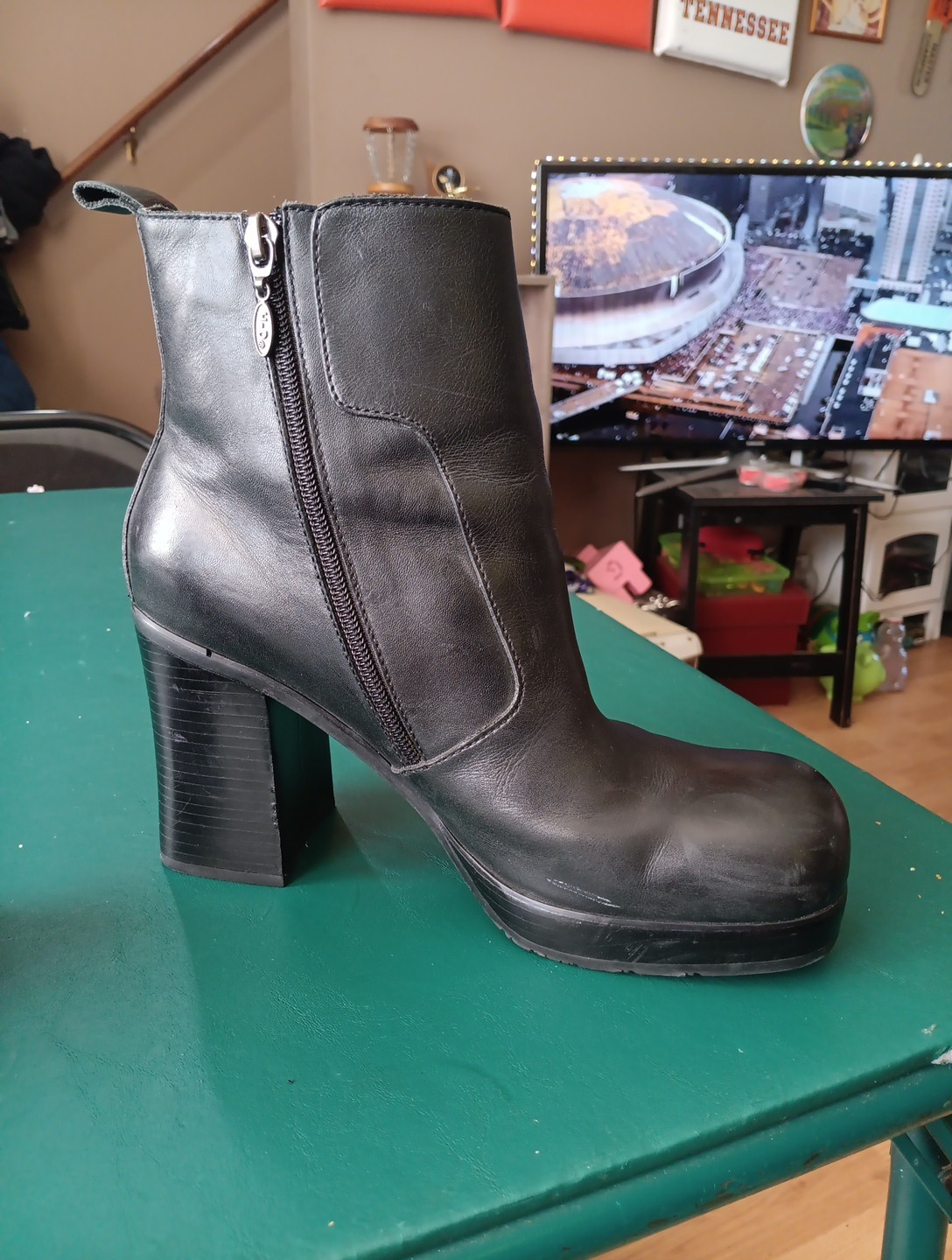 Womens Harley Davidson Zip Up Boots Black Leather Size 9