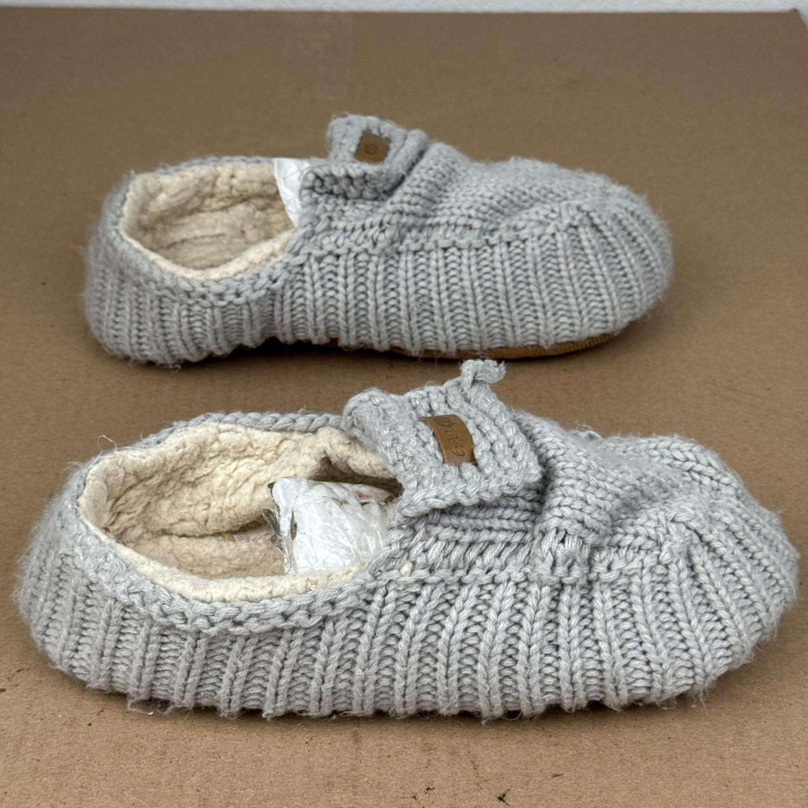 GAAHUU Grey Knit Slipper Socks Sherpa Lined Non-Slip House Shoes Unisex