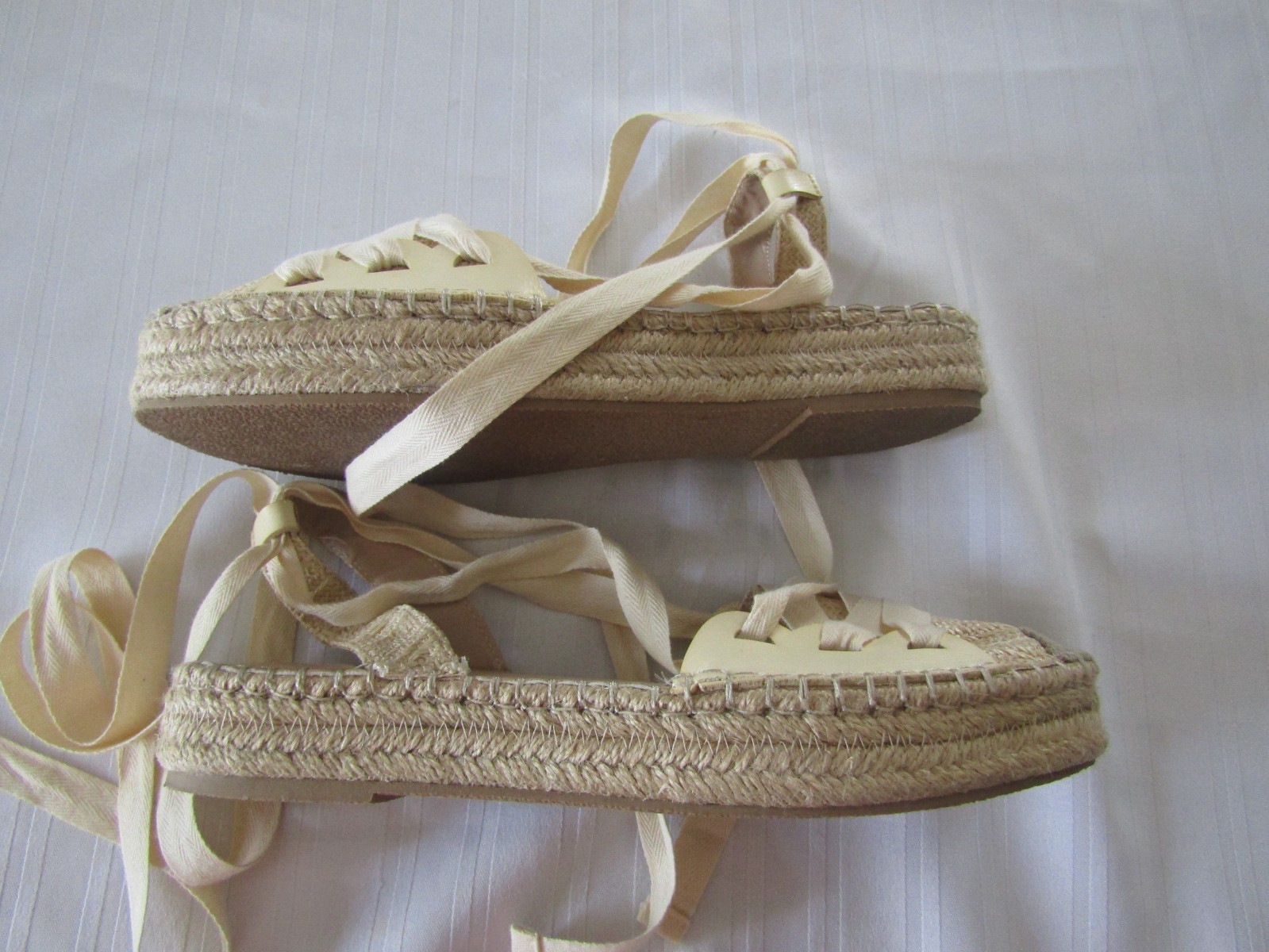 Womens JustFab Shirley Espadrilles Ankle strap Sandals/Natural 10 Ecofriendly