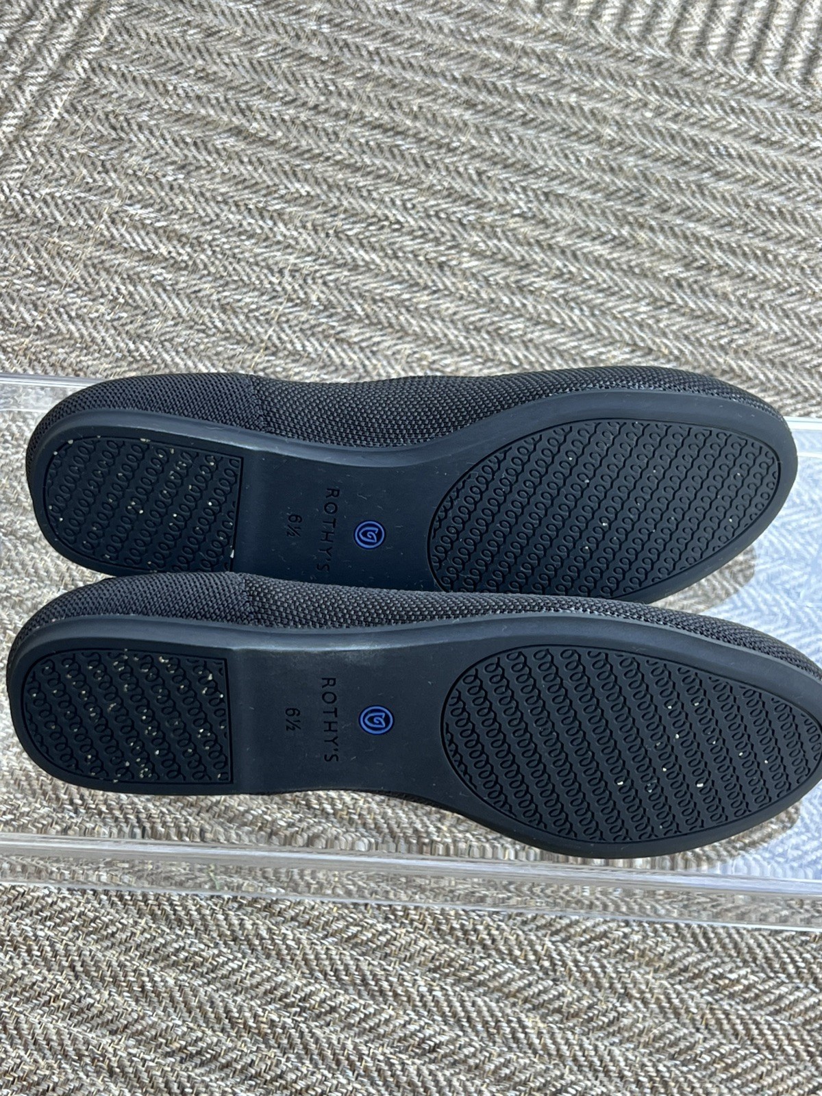 Rothy’s Black Round Toe The Flat Slip On Knit Ballet Flats, size 6.5