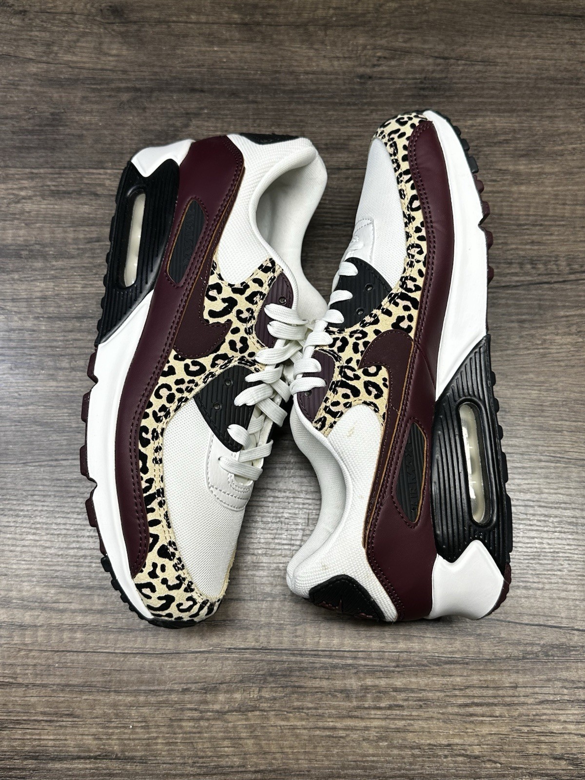 Nike Air Max 90 Burgundy Leopard IF1619-102 Women Size 12 / Men Size 10.5 NBY