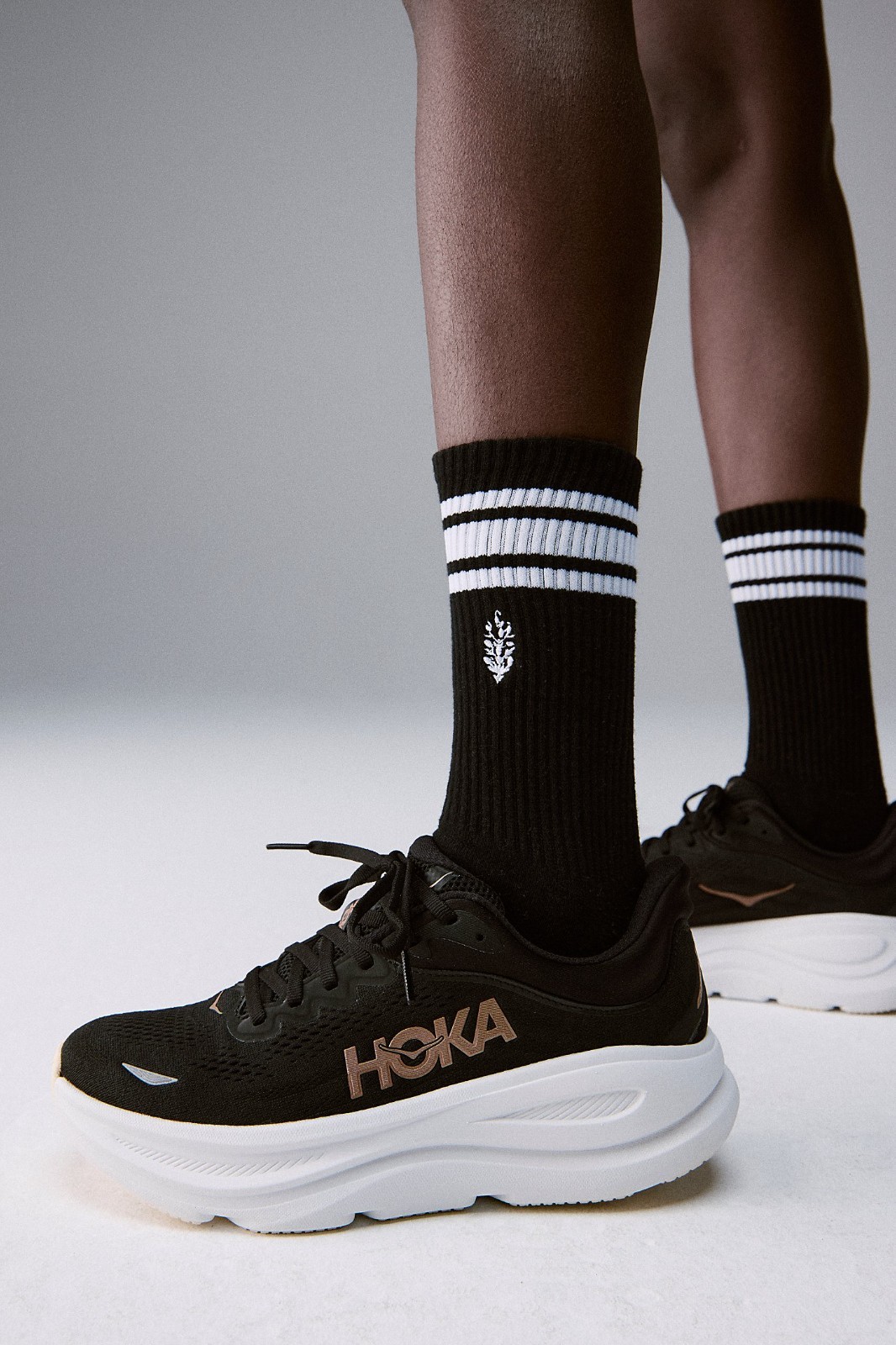 HOKA Bondi 9 Road-Running Shoes – Women’s, Color Black-Rose Gold, Brand New