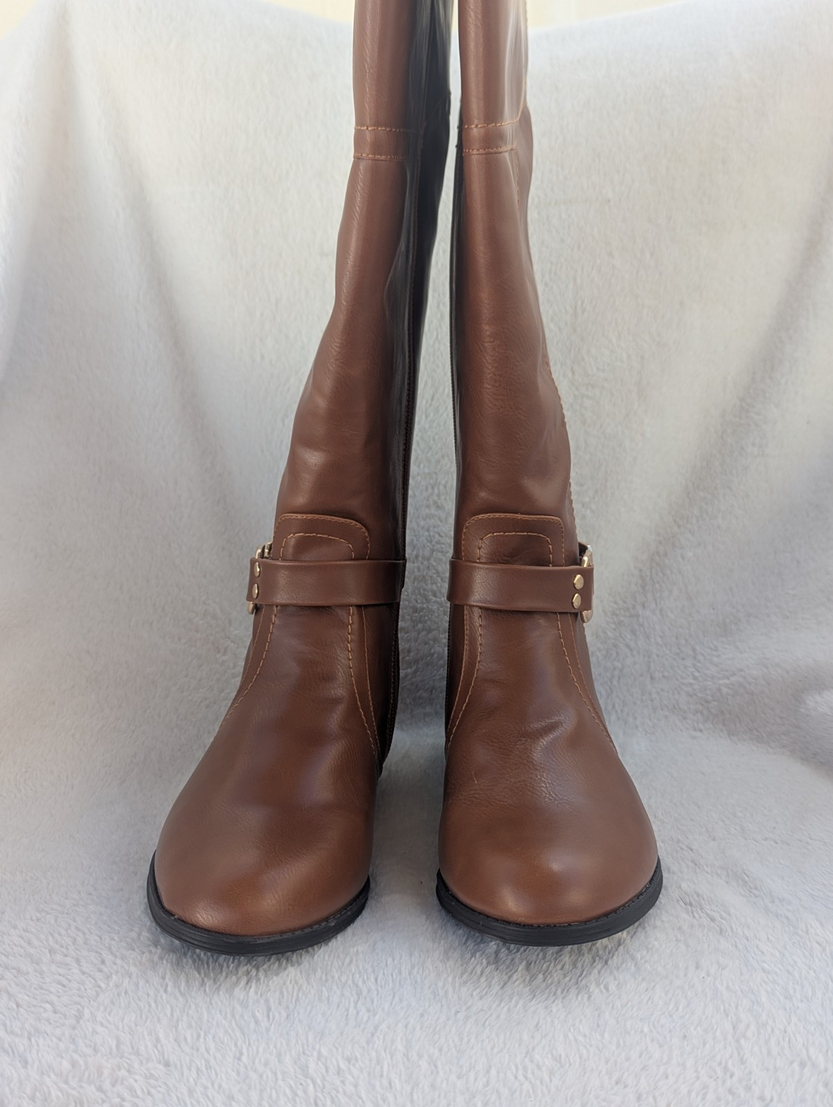 Size 8.5 Women’s Comfortview Milani Brown Tall Wide Calf Zip Up Riding Boots