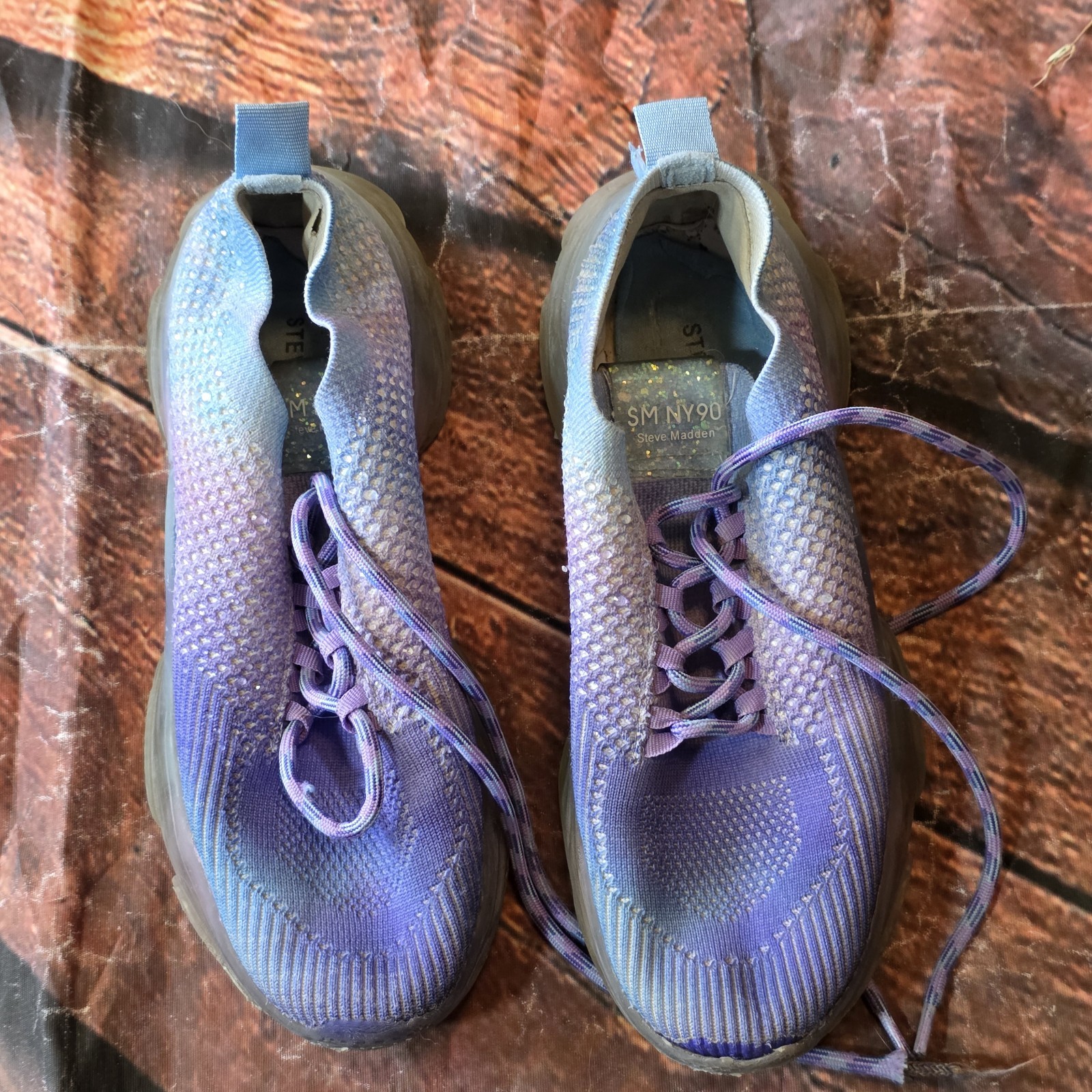 Steve Madden SM NY90 JMISS Purple Ombre Knit Lifestyle Sneakers Size 8