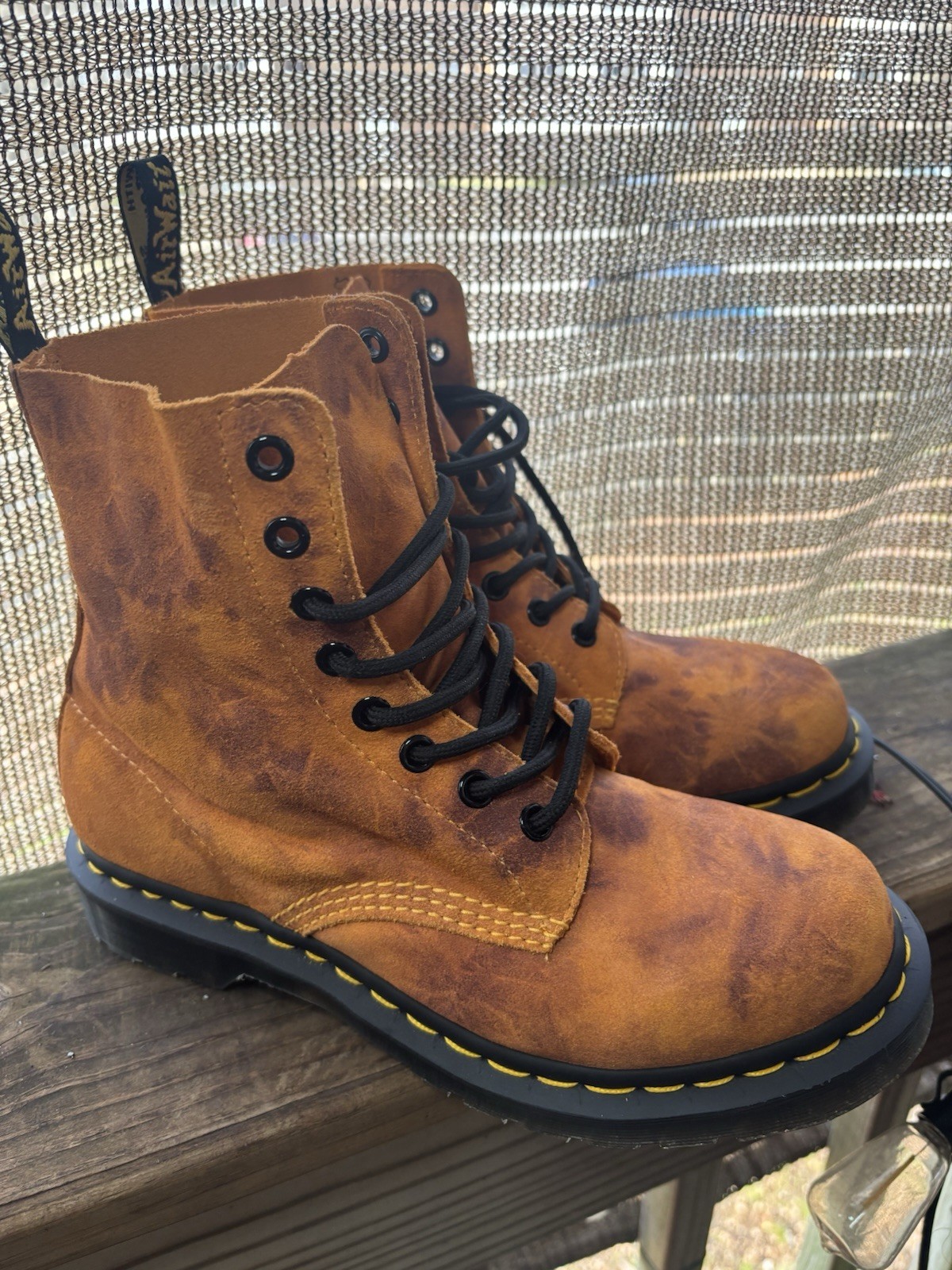 New Dr Martens Pascal 1460 27962 Orange Tie Dye Suede Combat Boots US Women 7