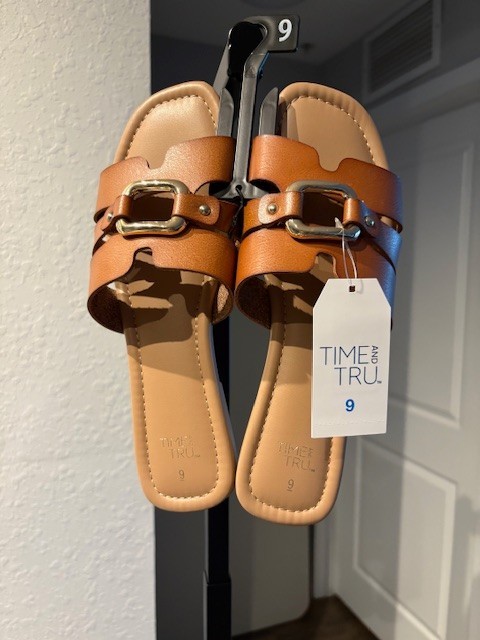 Time and Tru Women’s Dressy Footbed Slides Sandal Size 9 Cognac